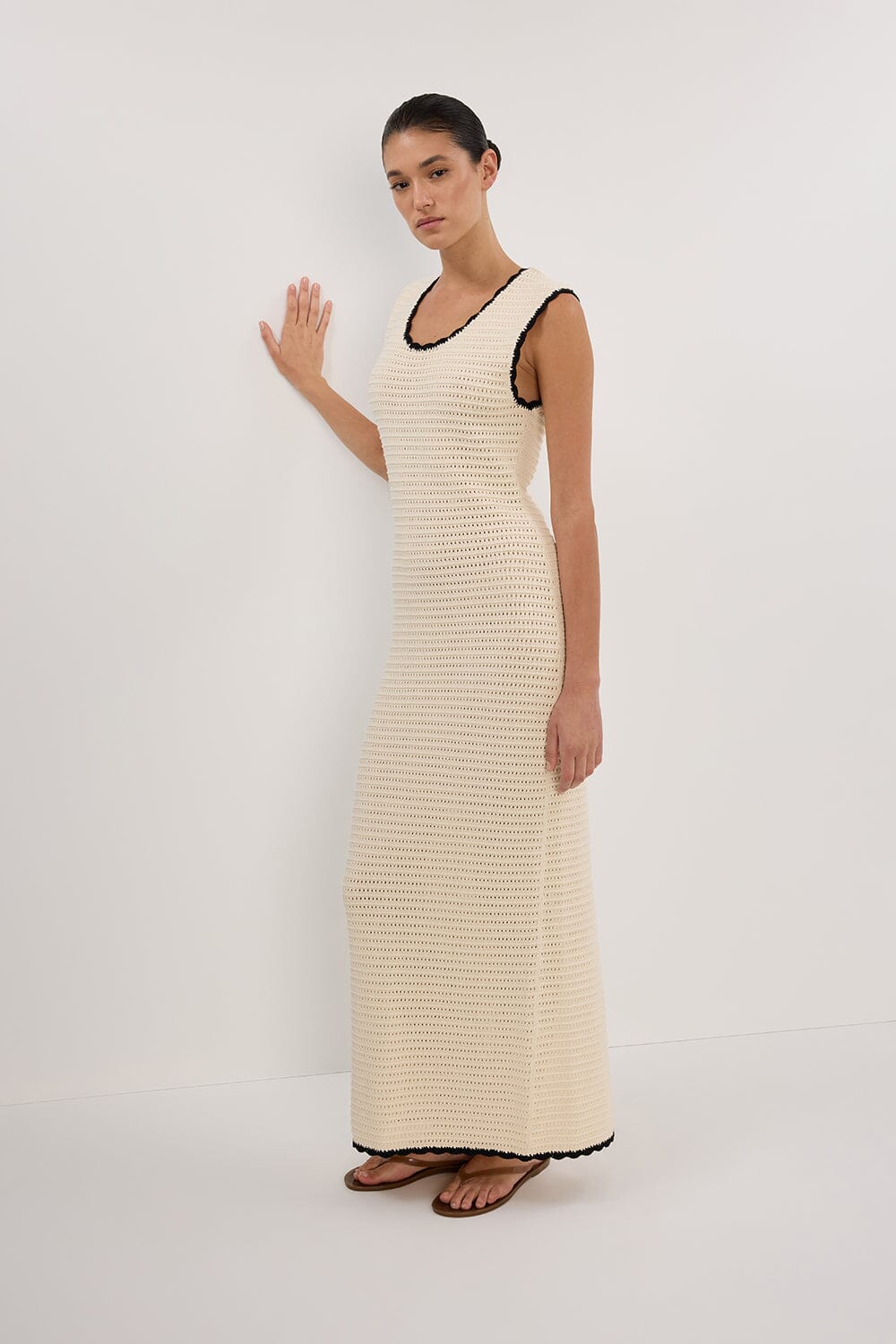 GINA CREAM SCOOP CROCHET DRESS Clothing DISSH Boutiques 