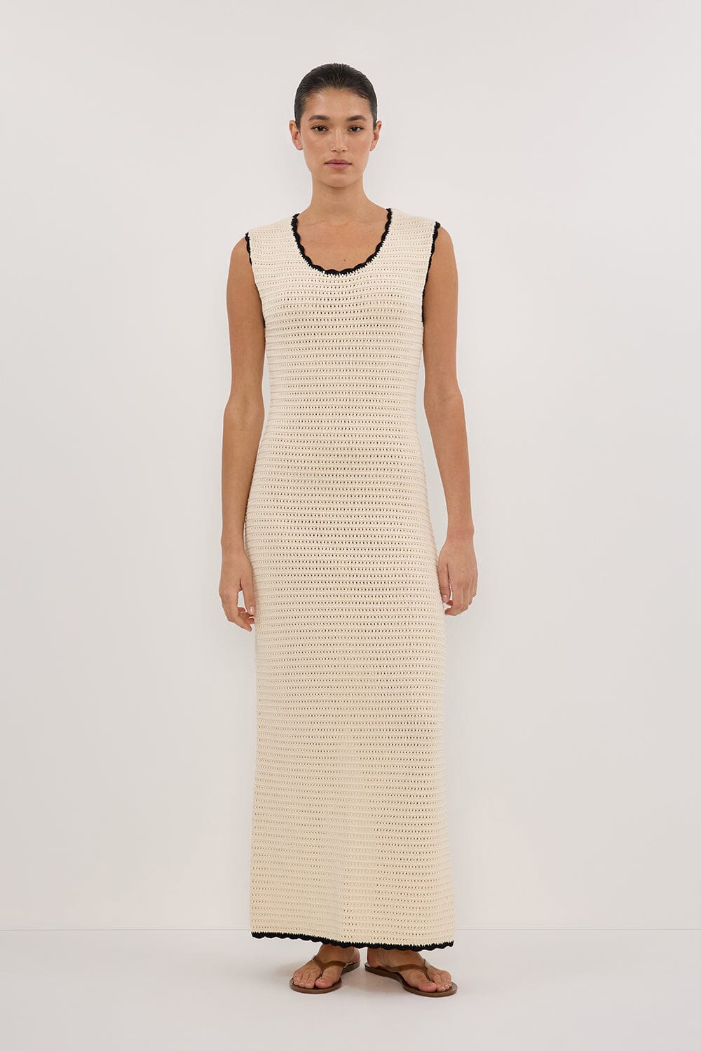 GINA CREAM SCOOP CROCHET DRESS Clothing DISSH Boutiques 