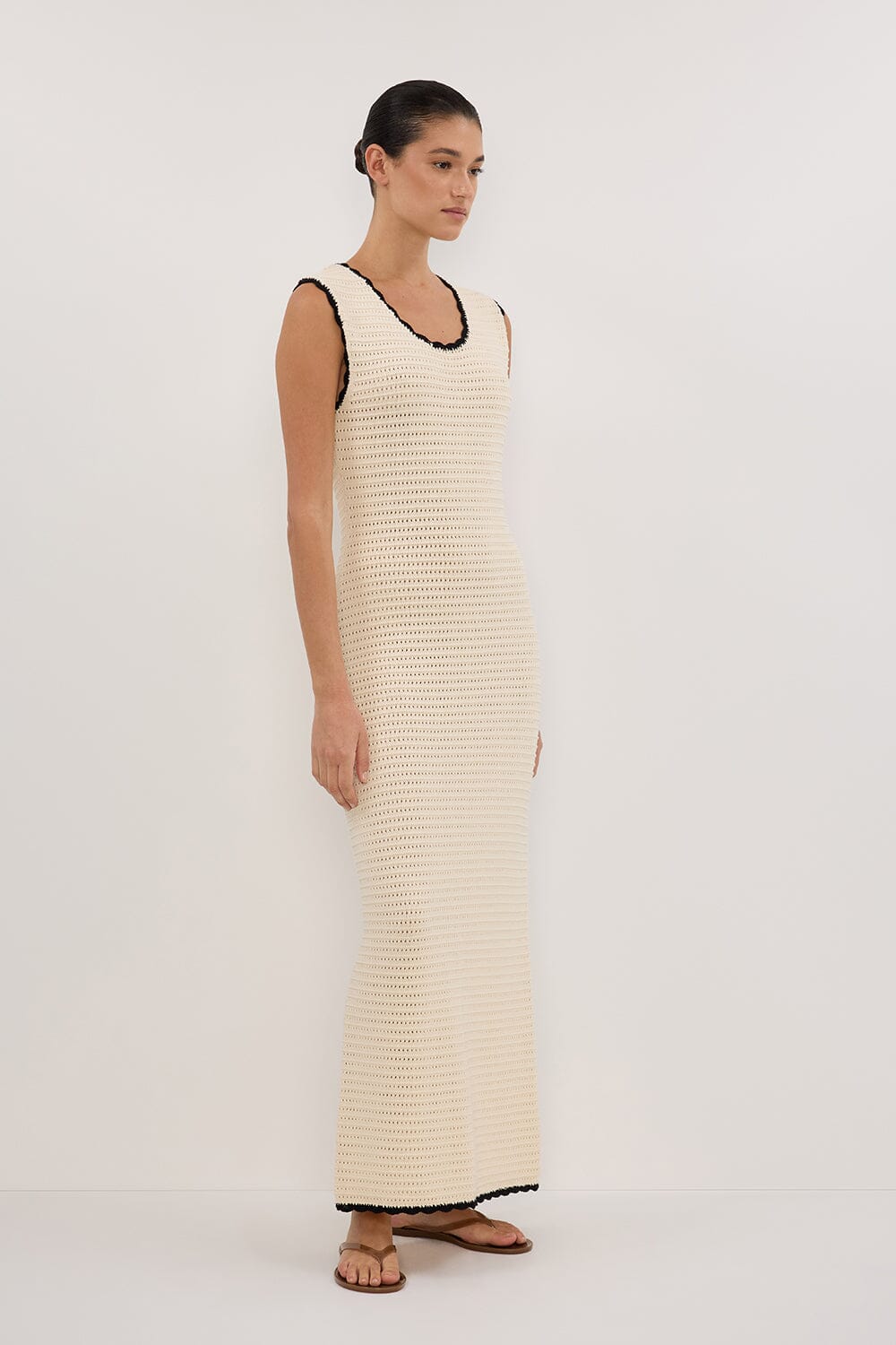 GINA CREAM SCOOP CROCHET DRESS Clothing DISSH Boutiques 