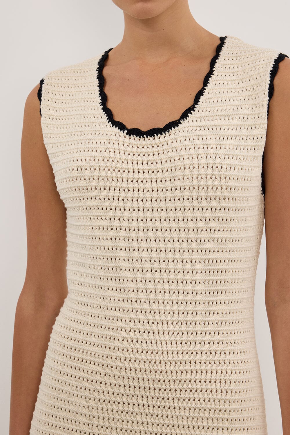 GINA CREAM SCOOP CROCHET DRESS Clothing DISSH Boutiques 