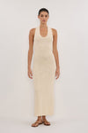 GINA CREAM HALTER CROCHET DRESS