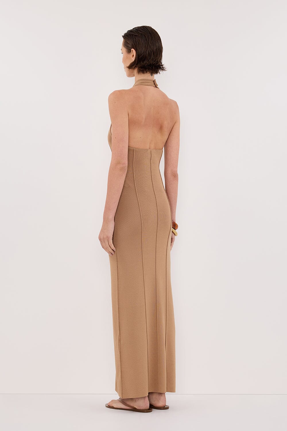 LISS TAN HALTER MAXI DRESS Clothing DISSH Boutiques 
