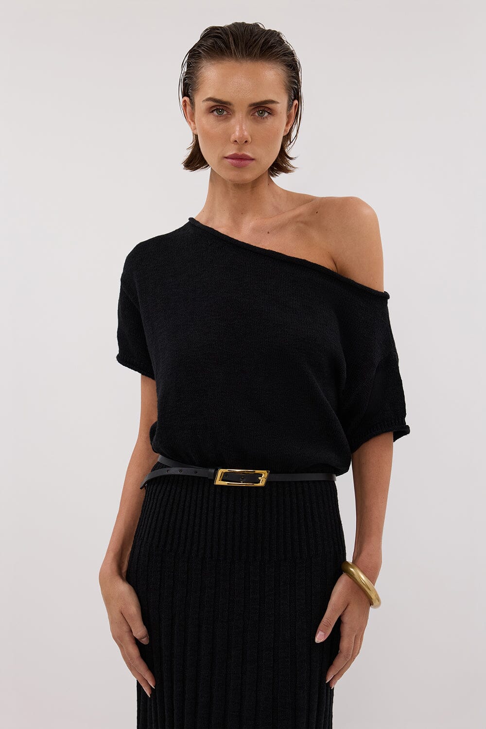 RICK BLACK ASYM MIDI DRESS Clothing DISSH Boutiques 