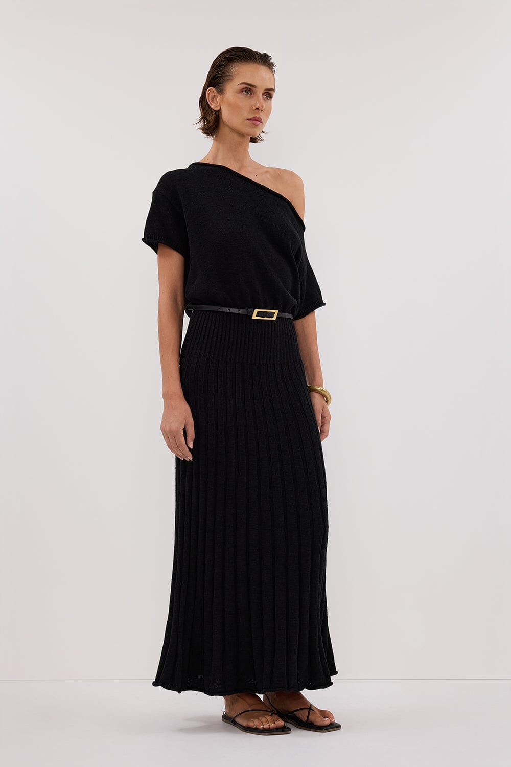 RICK BLACK ASYM MIDI DRESS Clothing DISSH Boutiques 