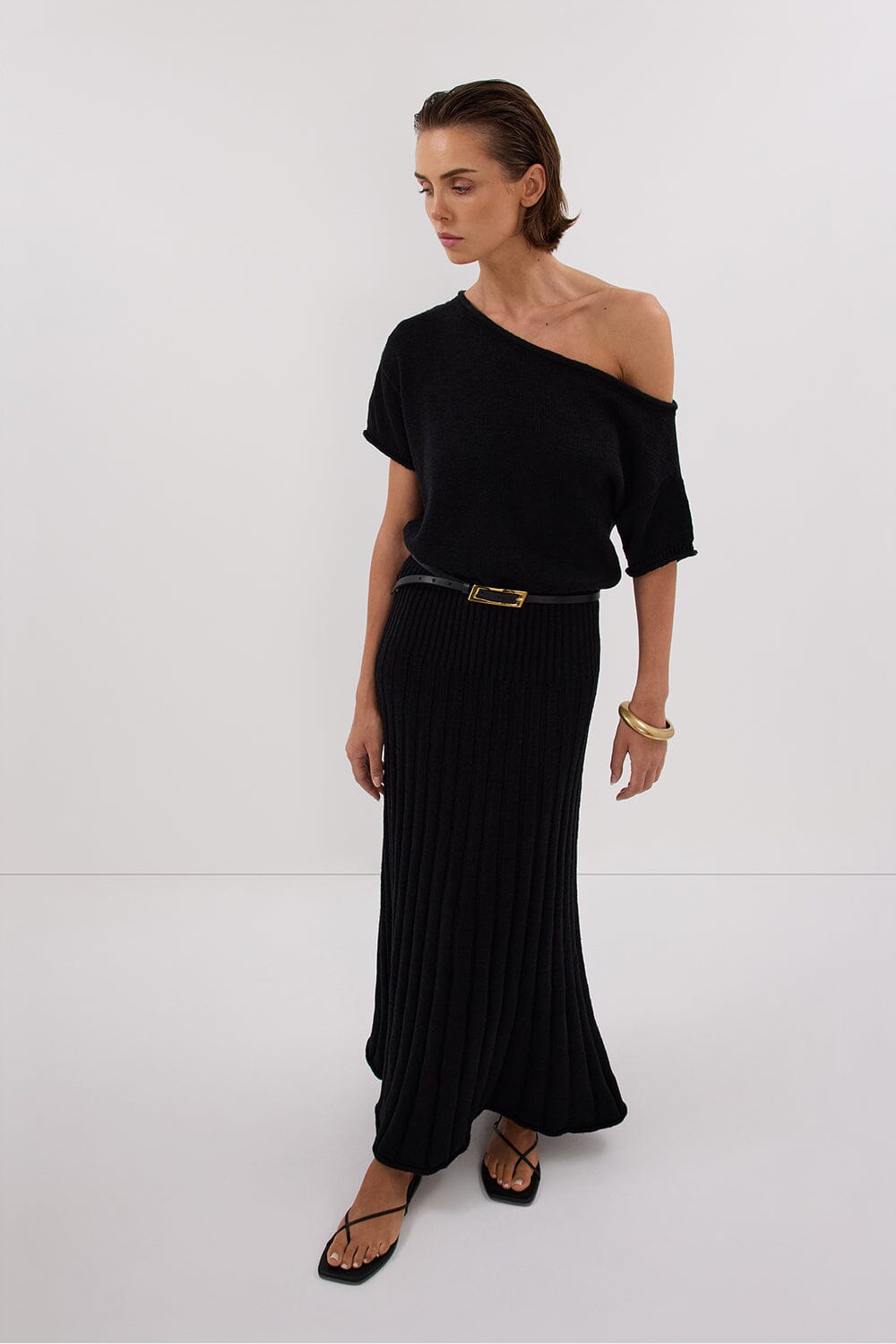 RICK BLACK ASYM MIDI DRESS Clothing DISSH Boutiques 