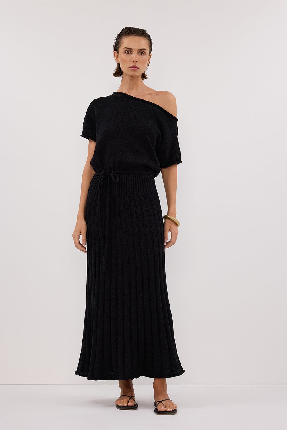 RICK BLACK ASYM MIDI DRESS Clothing DISSH Boutiques 