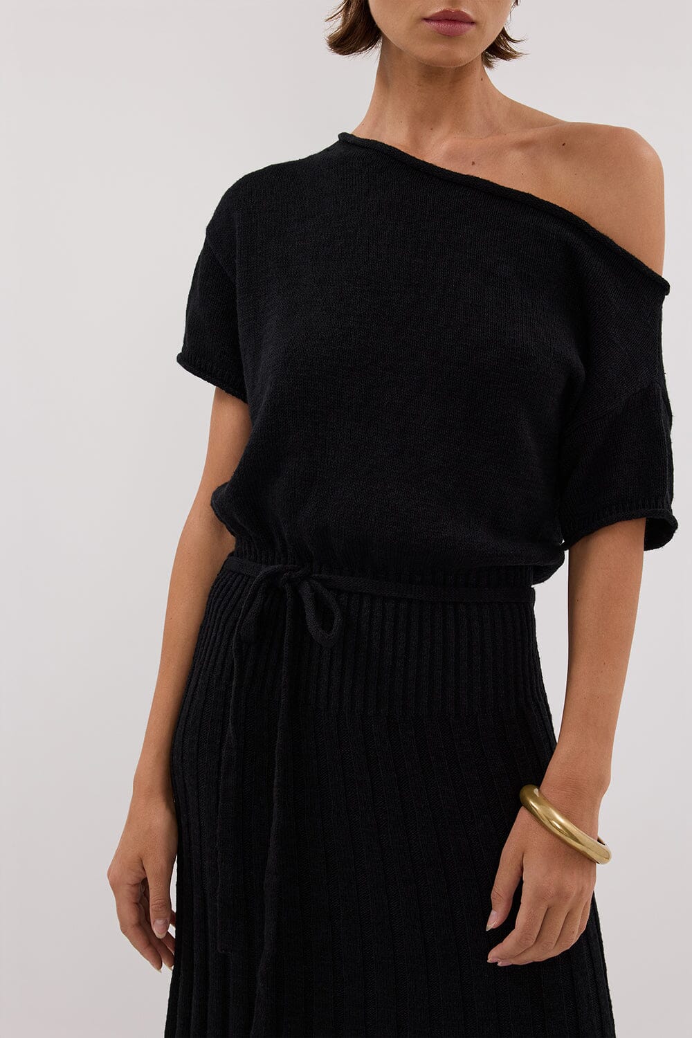 RICK BLACK ASYM MIDI DRESS Clothing DISSH Boutiques 
