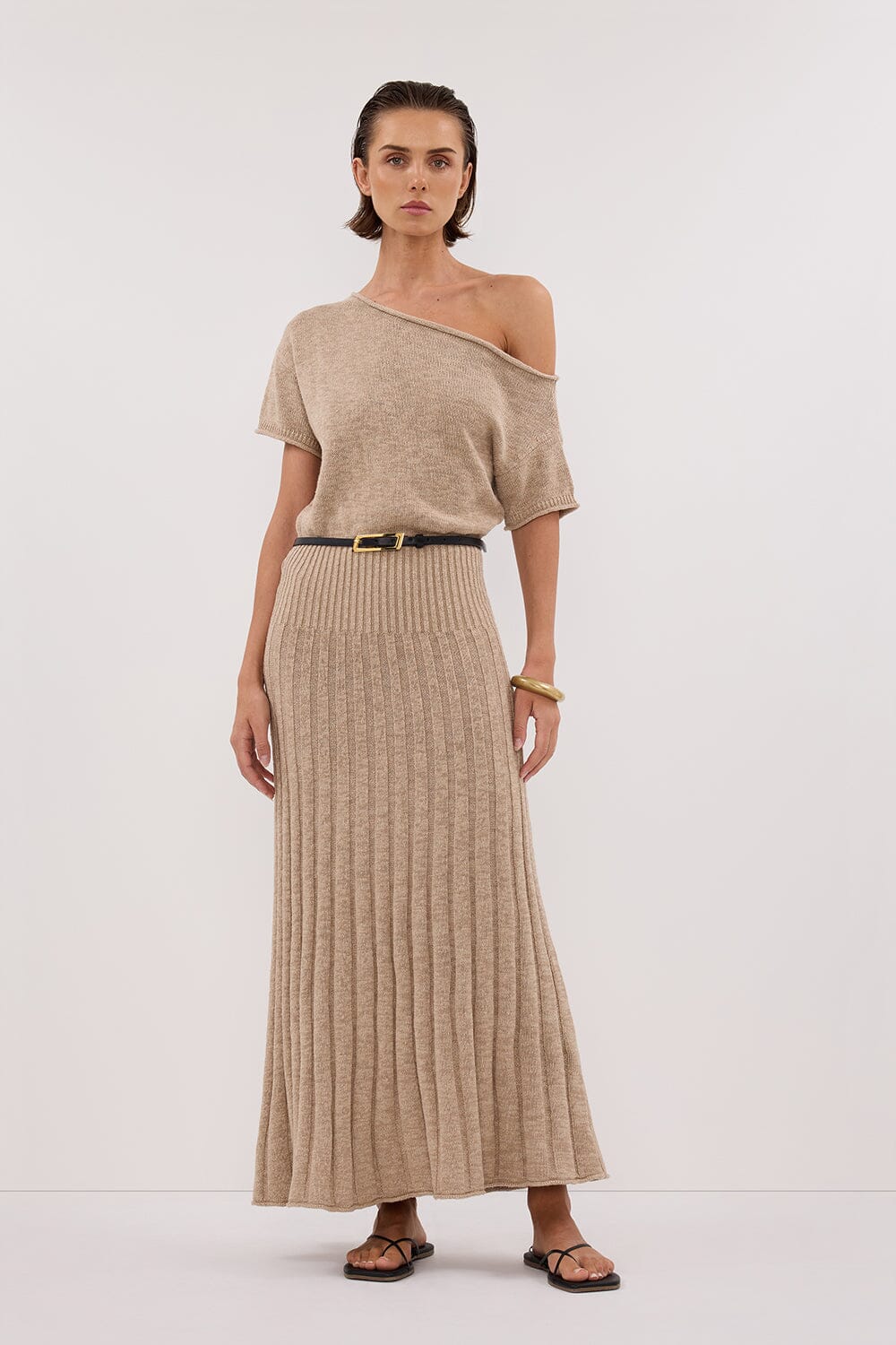 RICK NATURAL ASYM KNIT MIDI DRESS Clothing DISSH Boutiques XS NATURAL 