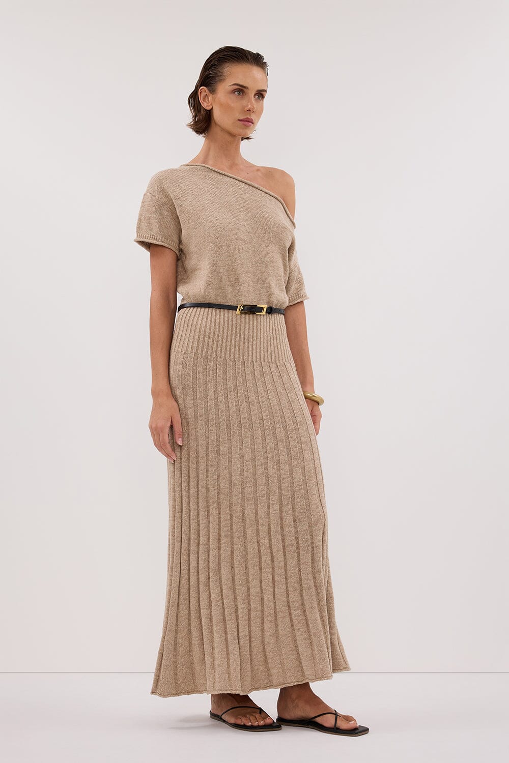 RICK NATURAL ASYM KNIT MIDI DRESS Clothing DISSH Boutiques 