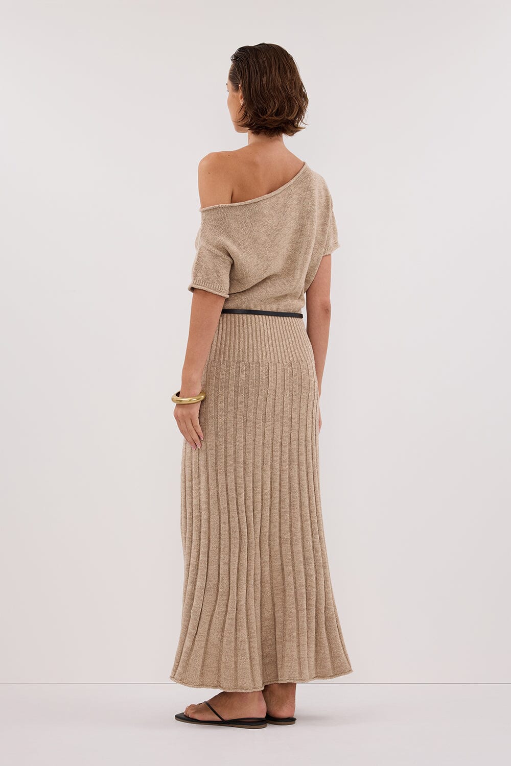 RICK NATURAL ASYM KNIT MIDI DRESS Clothing DISSH Boutiques 