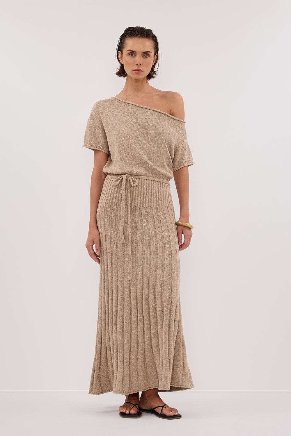 RICK NATURAL ASYM KNIT MIDI DRESS Clothing DISSH Boutiques 