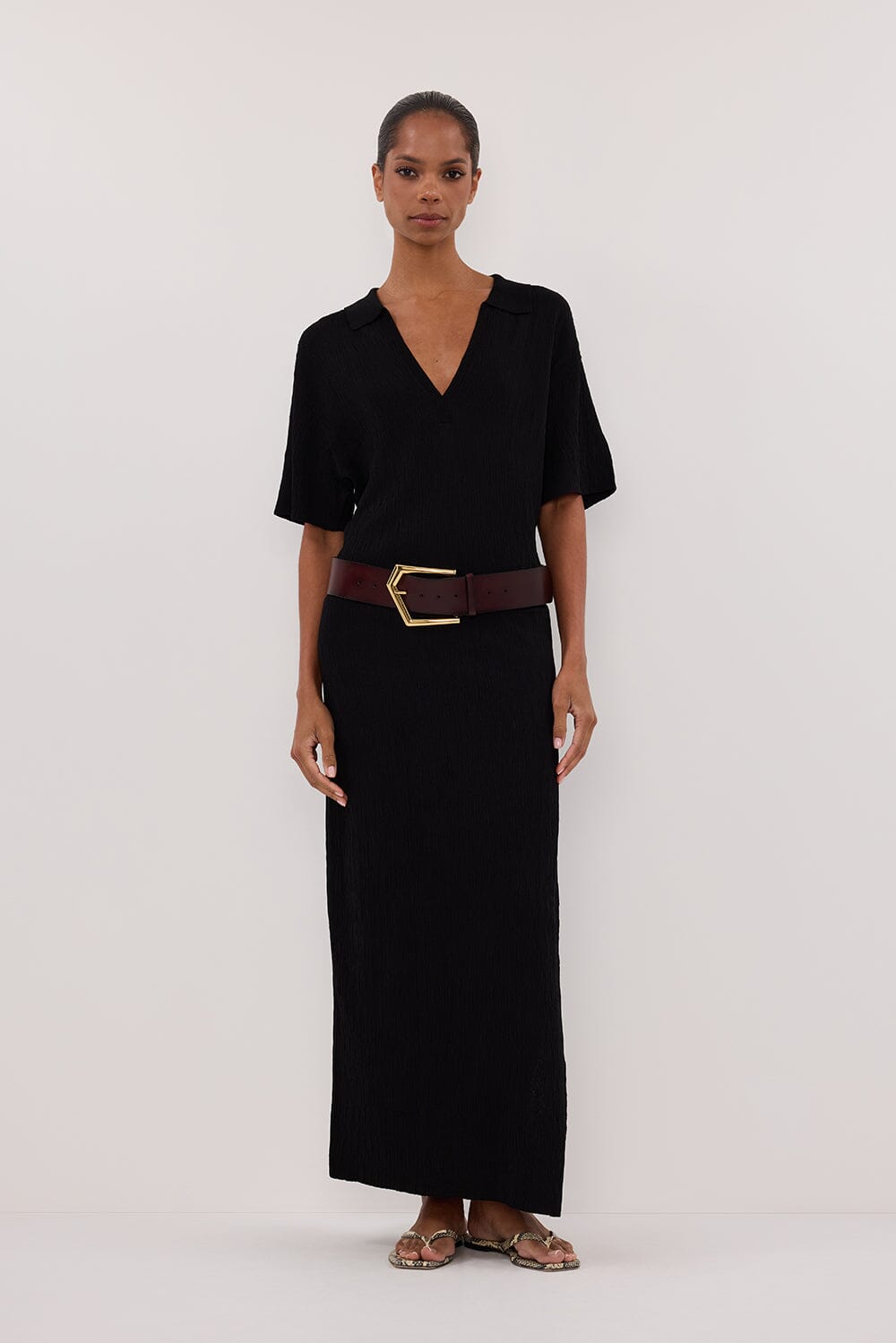 ALIAS BLACK POLO KNIT MIDI DRESS Clothing DISSH Boutiques 