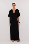 ALIAS BLACK POLO KNIT MIDI DRESS