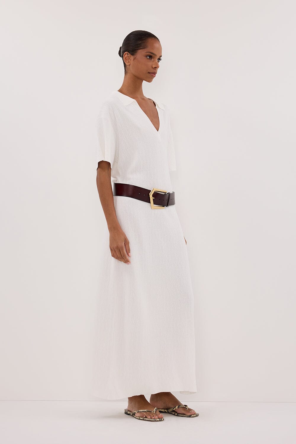 ALIAS WHITE POLO KNIT MIDI DRESS Clothing DISSH Boutiques 