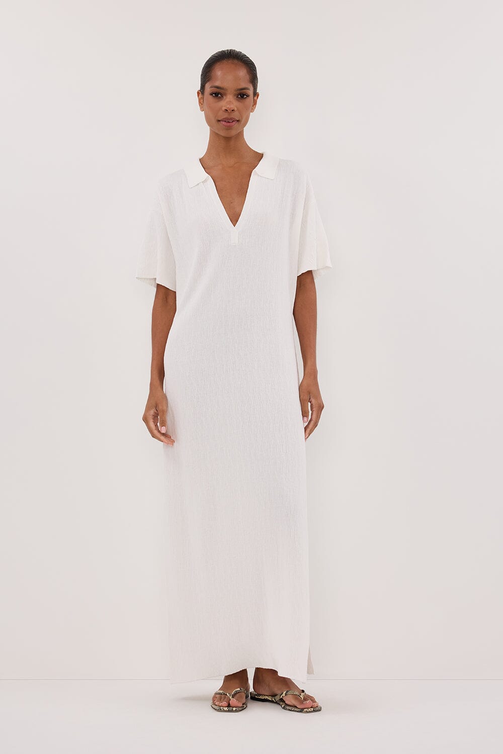 ALIAS WHITE POLO KNIT MIDI DRESS Clothing DISSH Boutiques 