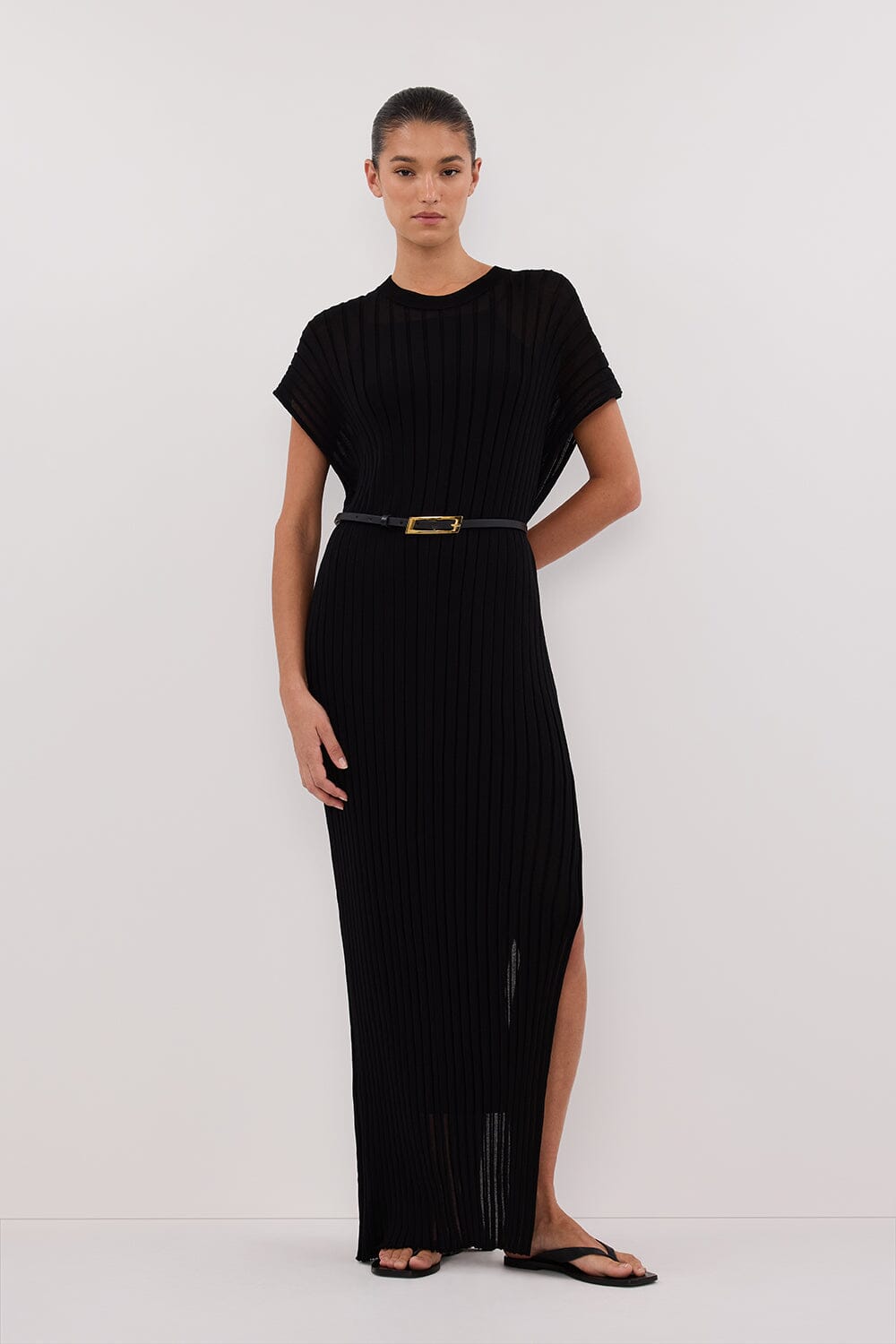 JADE BLACK KNIT MAXI DRESS Clothing DISSH Boutiques 
