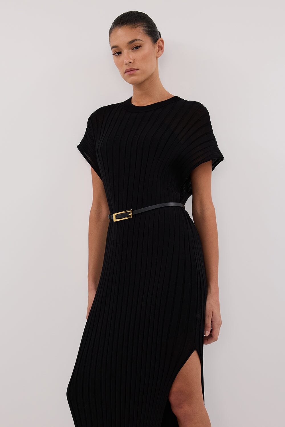 JADE BLACK KNIT MAXI DRESS Clothing DISSH Boutiques 