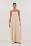 ALIAS NATURAL TEXTURED KNIT STRAPLESS MIDI DRESS