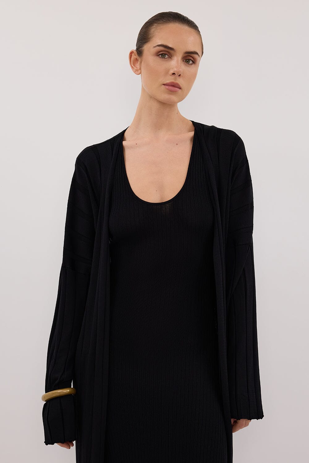 EVE BLACK KNIT MIDI CARDIGAN Clothing DISSH Boutiques 