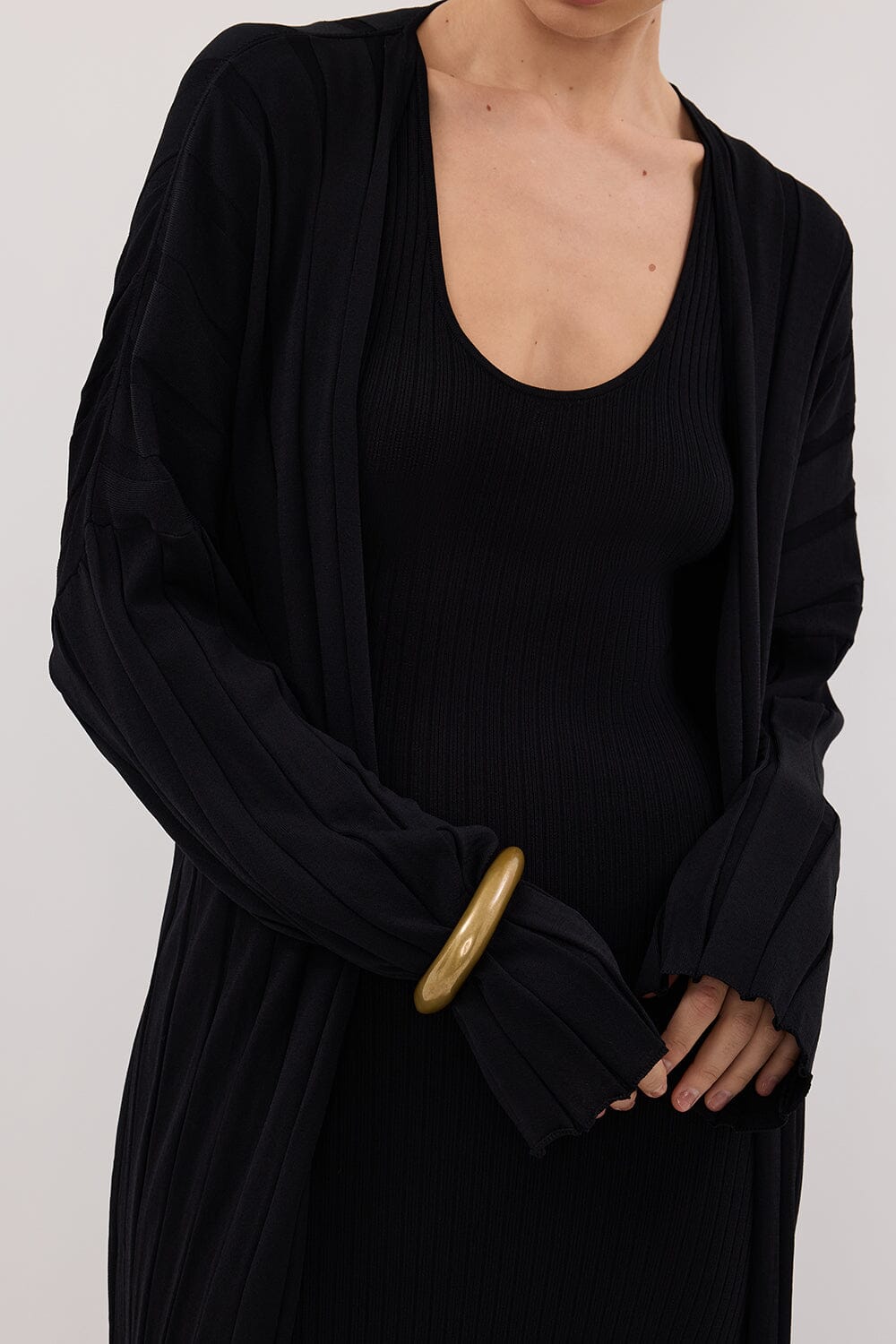 EVE BLACK KNIT MIDI CARDIGAN Clothing DISSH Boutiques 