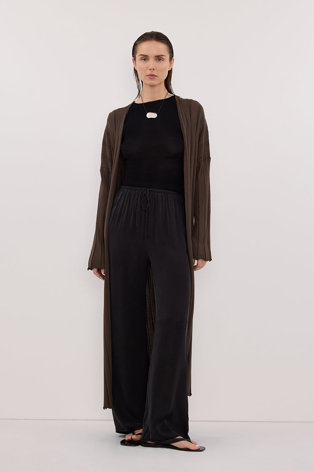 EVE DARK OLIVE KNIT MIDI CARDIGAN Clothing DISSH Boutiques 