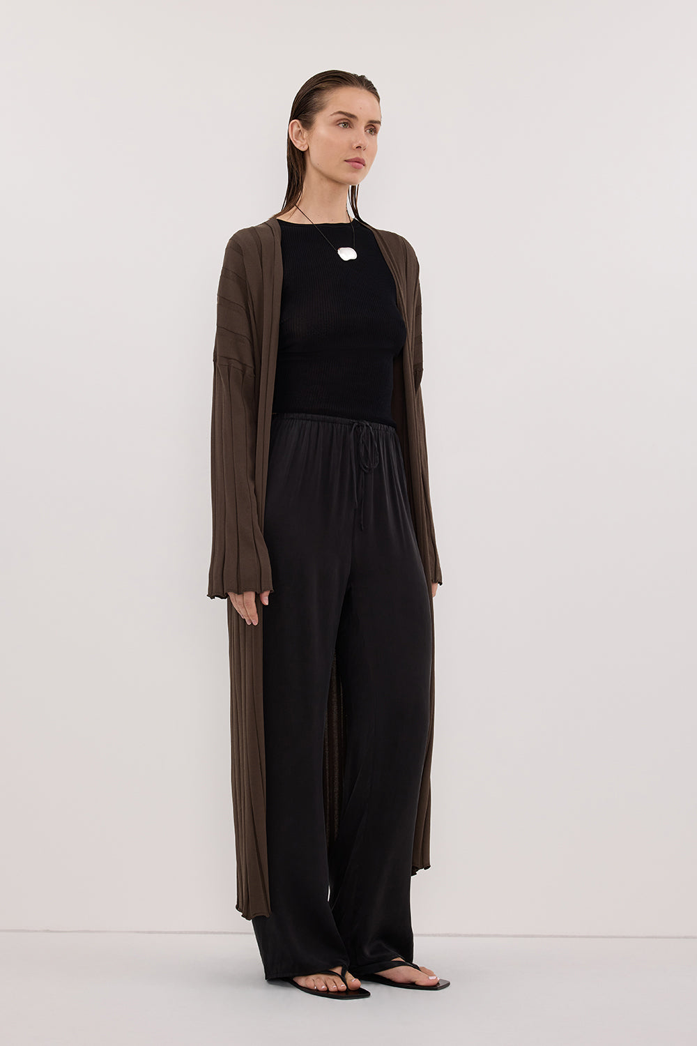 EVE DARK OLIVE KNIT MIDI CARDIGAN Clothing DISSH Boutiques 