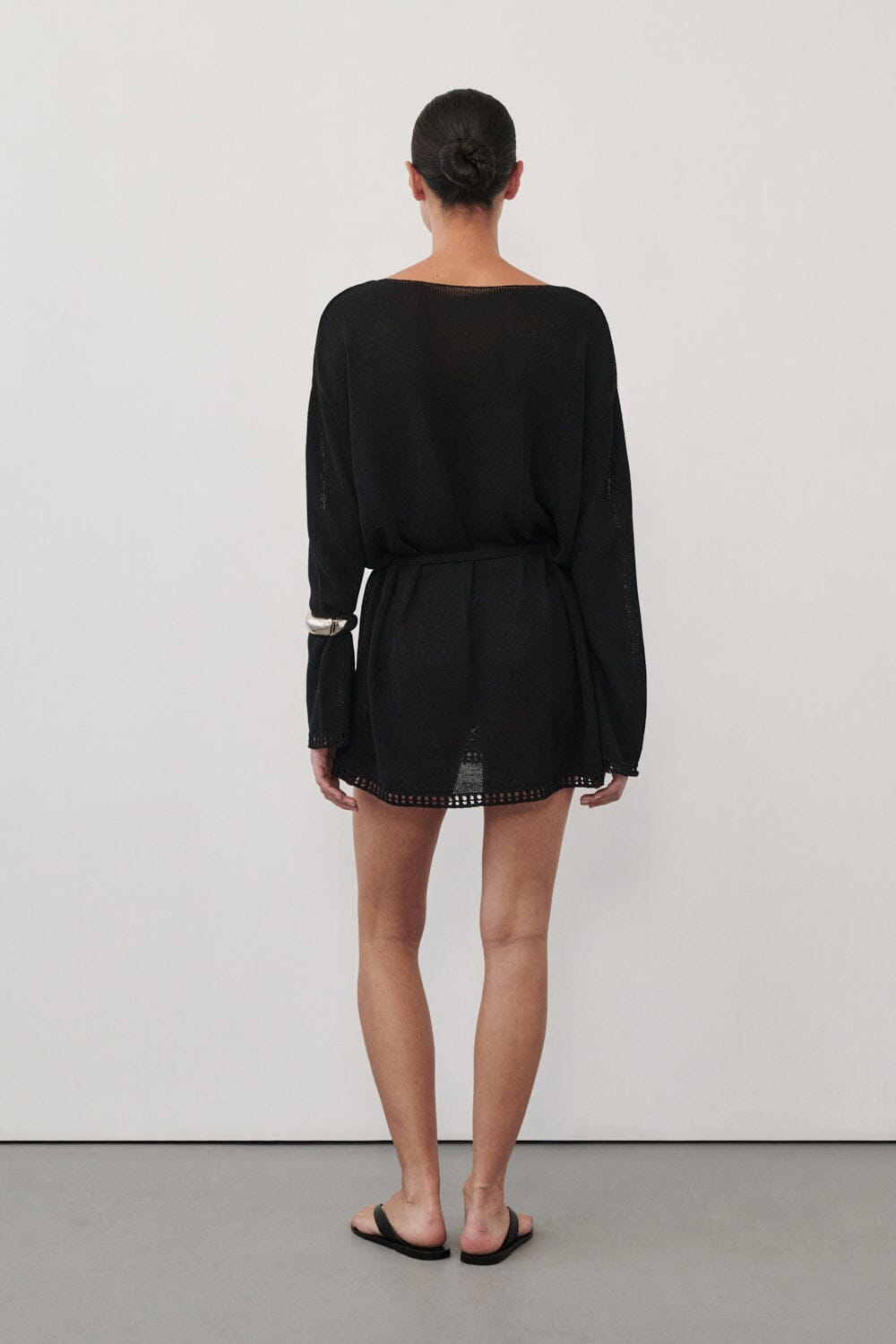 TARI BLACK KNIT LONG SLEEVE MINI DRESS