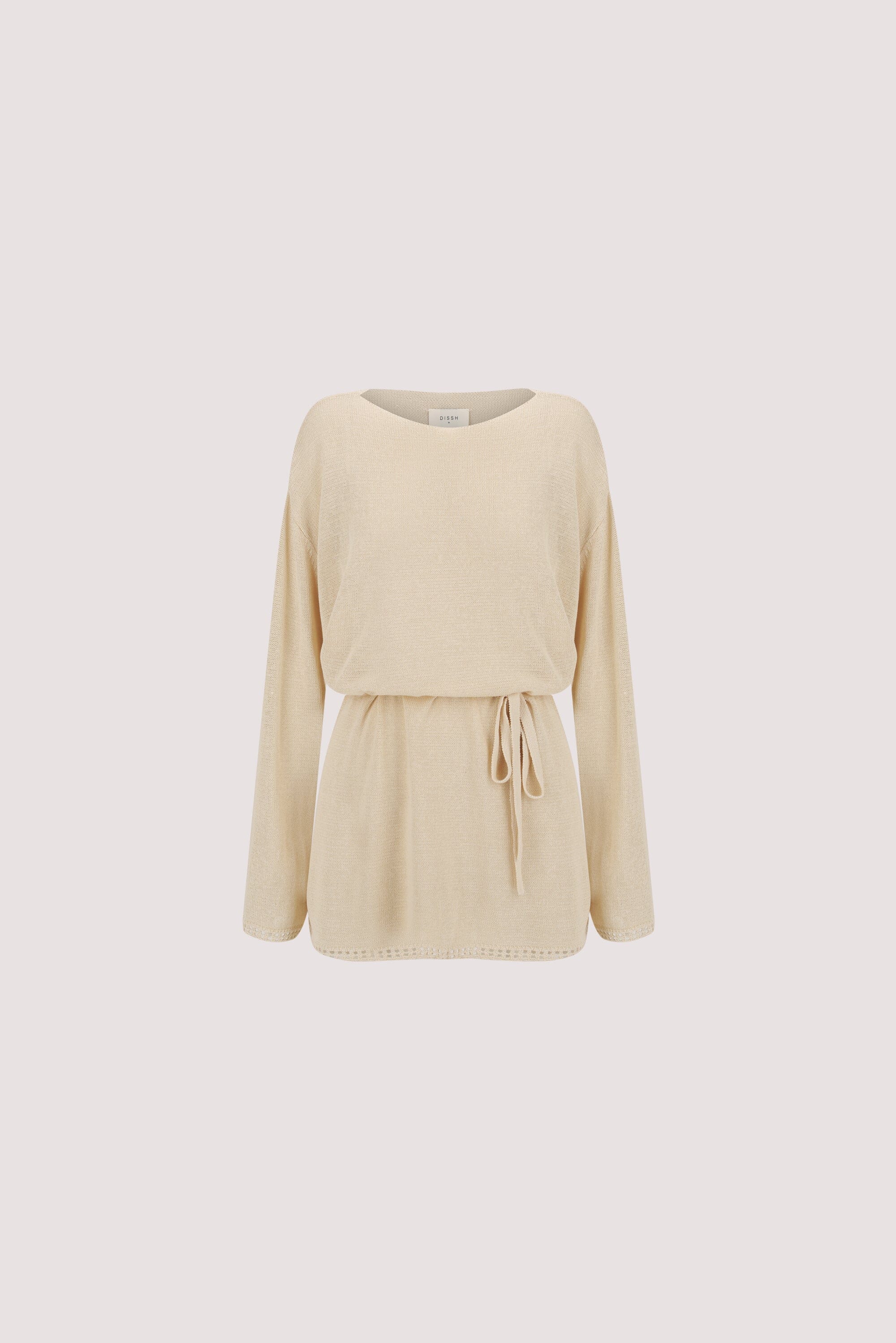 TARI NATURAL KNIT LONG SLEEVE MINI DRESS
