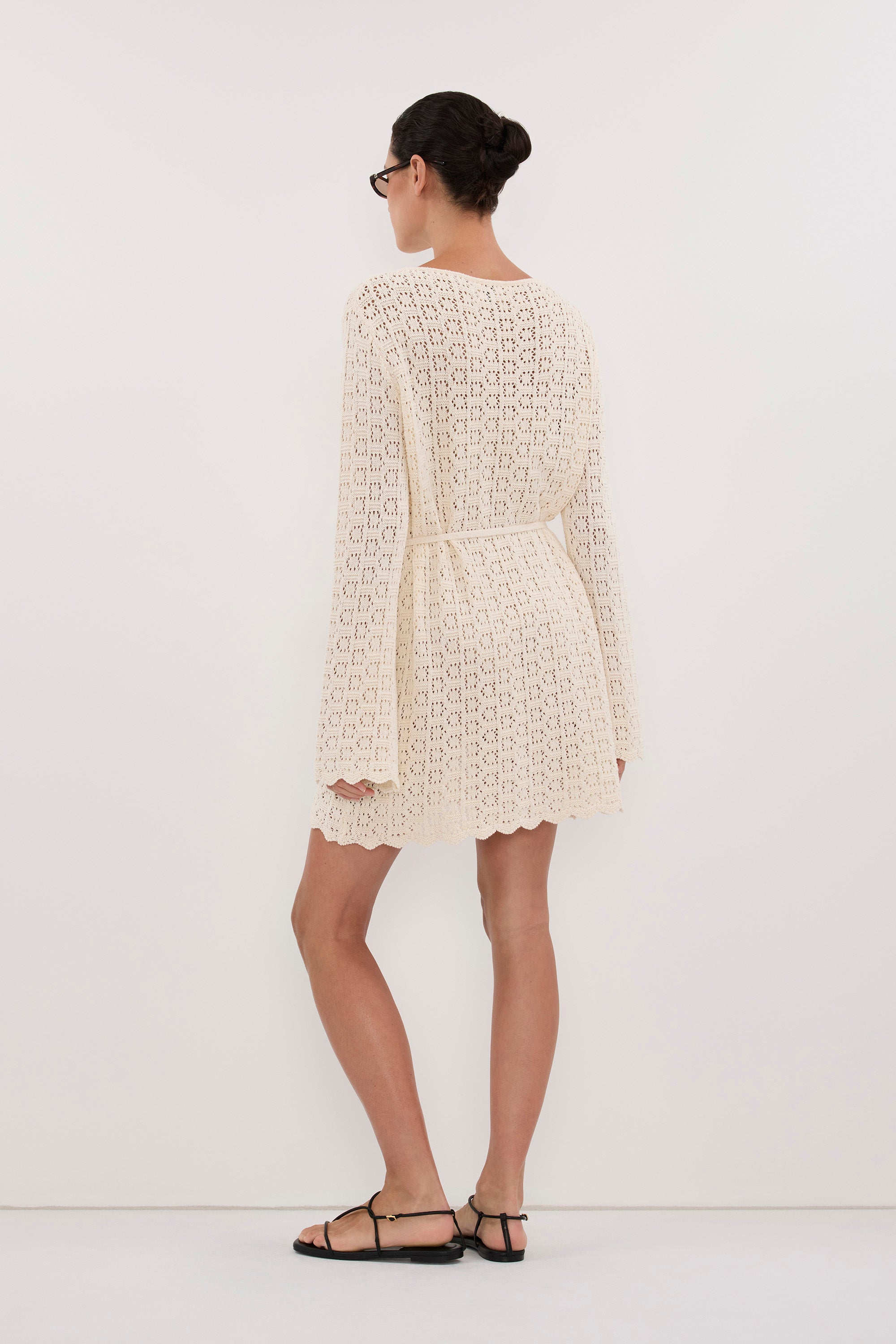 KEIRA NATURAL LONG SLEEVE KNIT MINI DRESS
