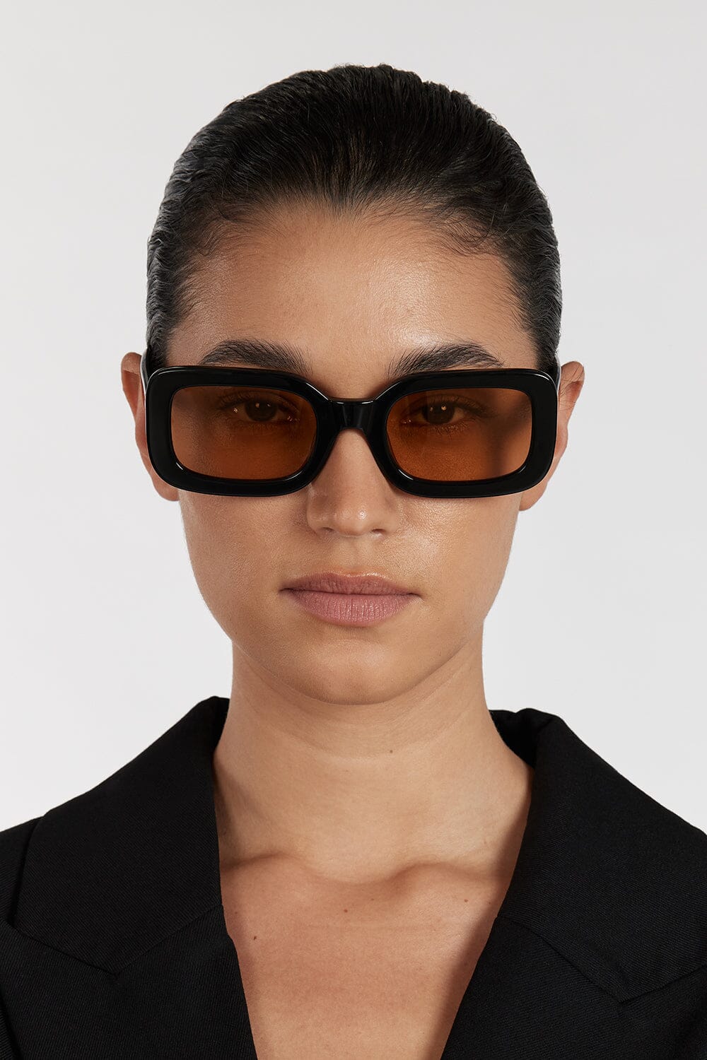 ELISA JOHNSON LEXI GLOSS BLACK LIGHT BROWN LENSE SUNGLASSES Accessories ELISA JOHNSON 