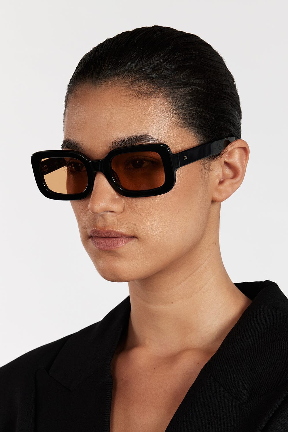 ELISA JOHNSON LEXI GLOSS BLACK LIGHT BROWN LENSE SUNGLASSES Accessories ELISA JOHNSON 