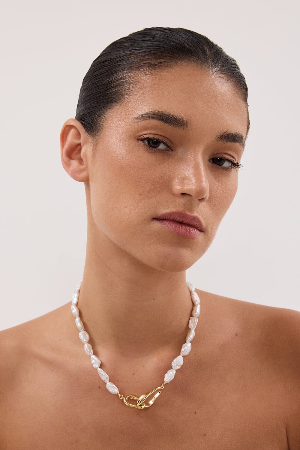 F+H GOLD FOUNDATION PEARL NECKLACE Accessories F+H STUDIOS 