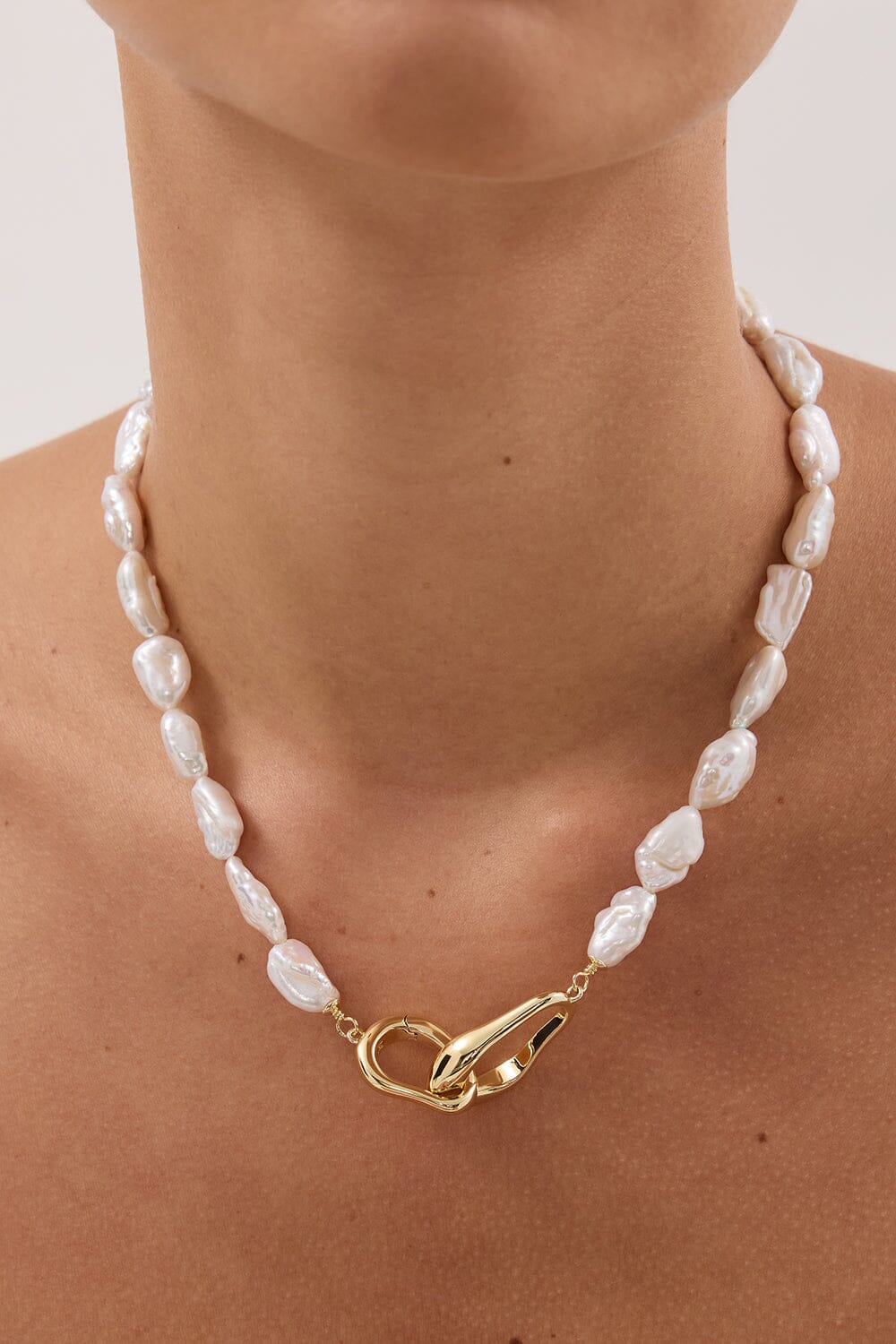 F+H GOLD FOUNDATION PEARL NECKLACE Accessories F+H STUDIOS 