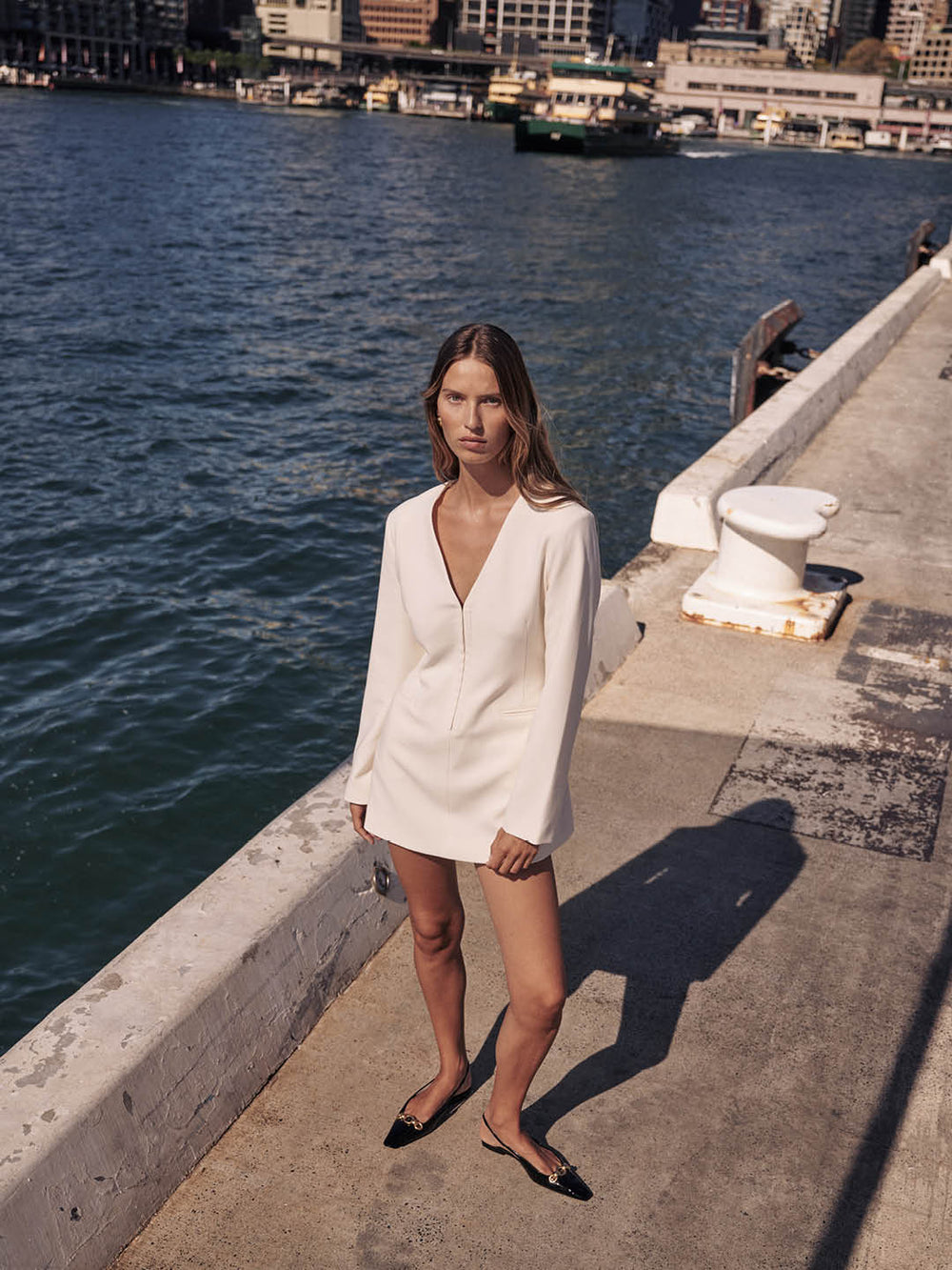 ISSEY OFF WHITE BLAZER MINI DRESS