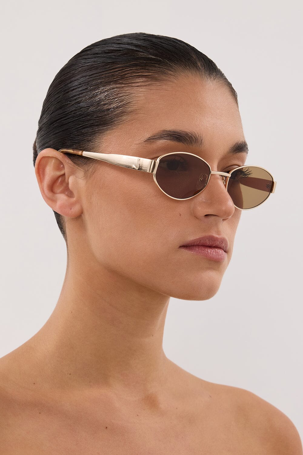 LUV LOU THE BOSTON BRUSHED GOLD SUNGLASSES Accessories DISSH Boutiques 