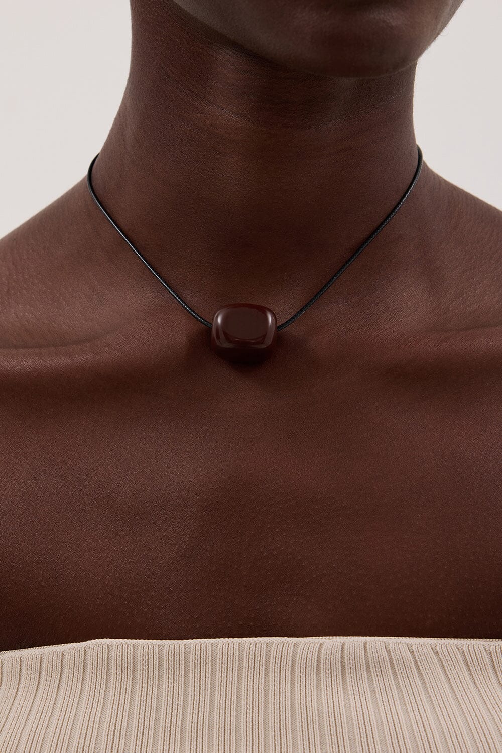 NURI STUDIO GLASS CUBE BROWN NECKLACE Accessories DISSH Boutiques 