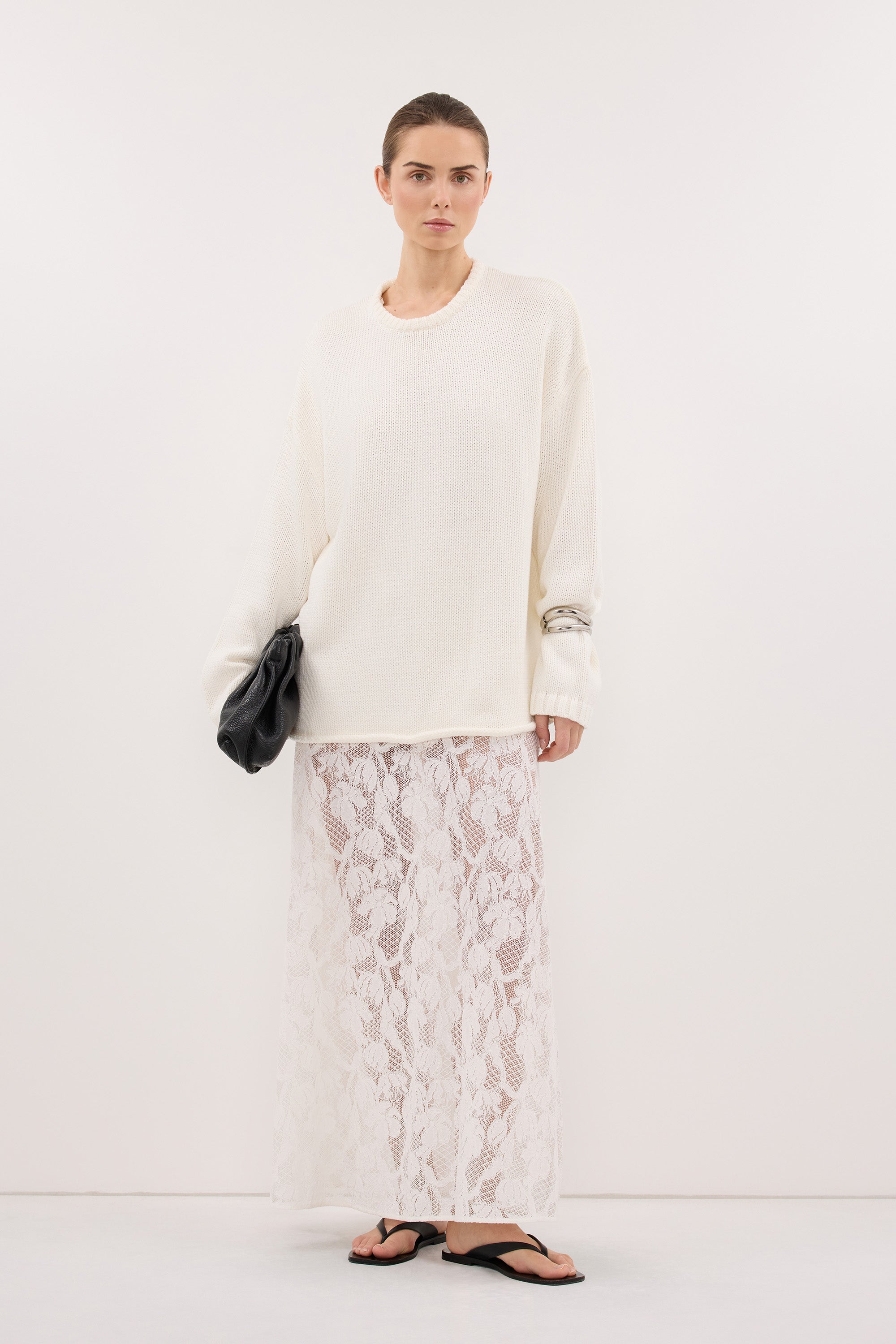 BRYANNA IVORY LONGLINE KNIT JUMPER