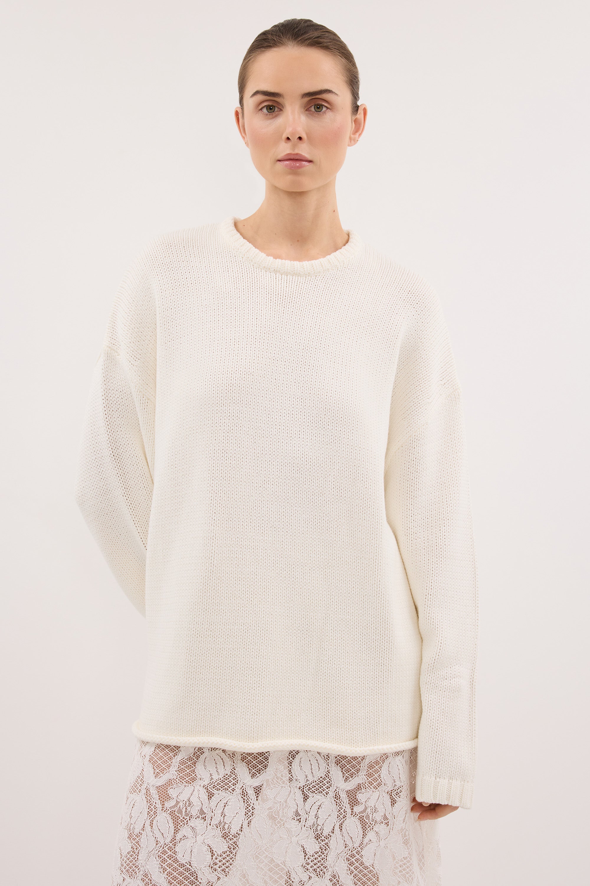 BRYANNA IVORY LONGLINE KNIT JUMPER