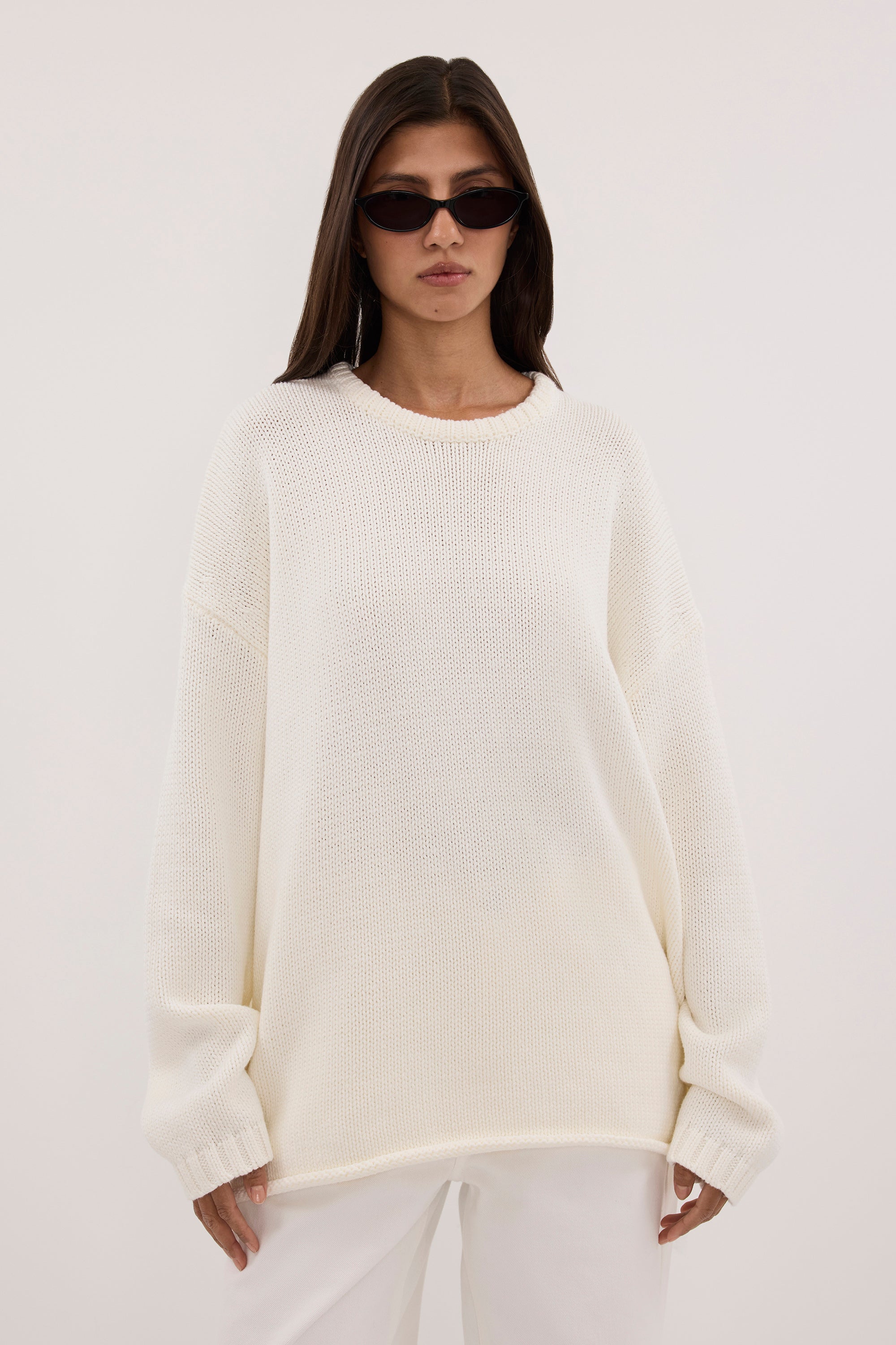 BRYANNA IVORY LONGLINE KNIT JUMPER
