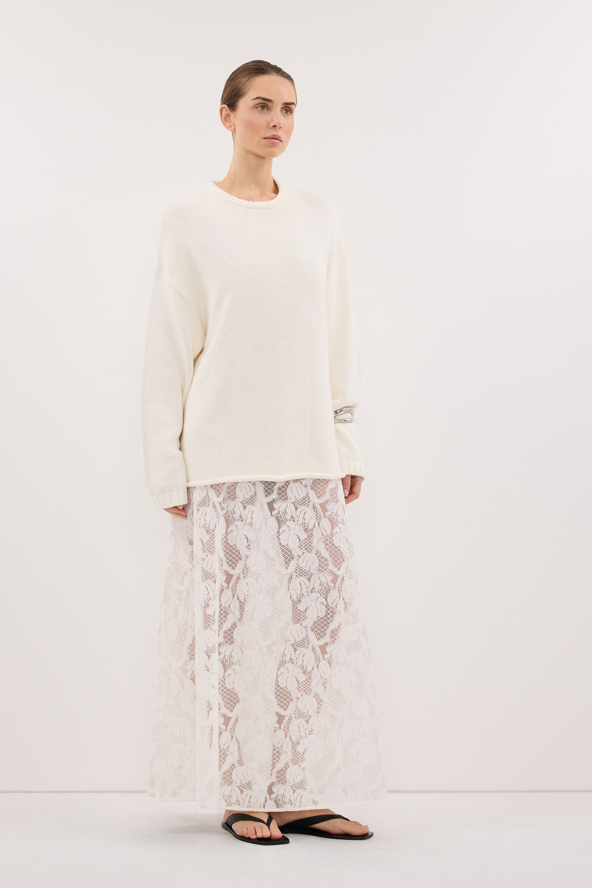 BRYANNA IVORY LONGLINE KNIT JUMPER