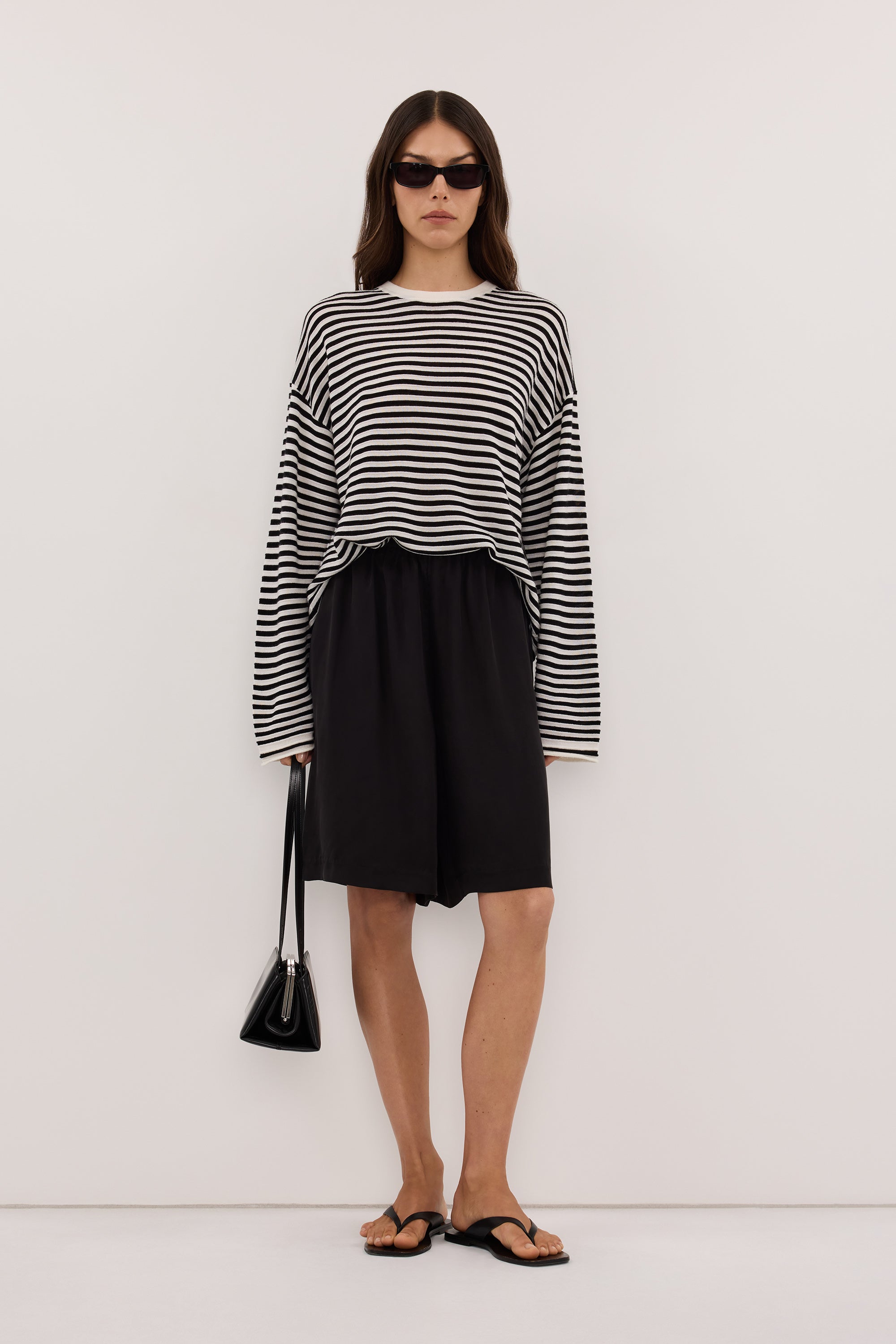 POSIE BLACK STRIPE MERINO KNIT TOP