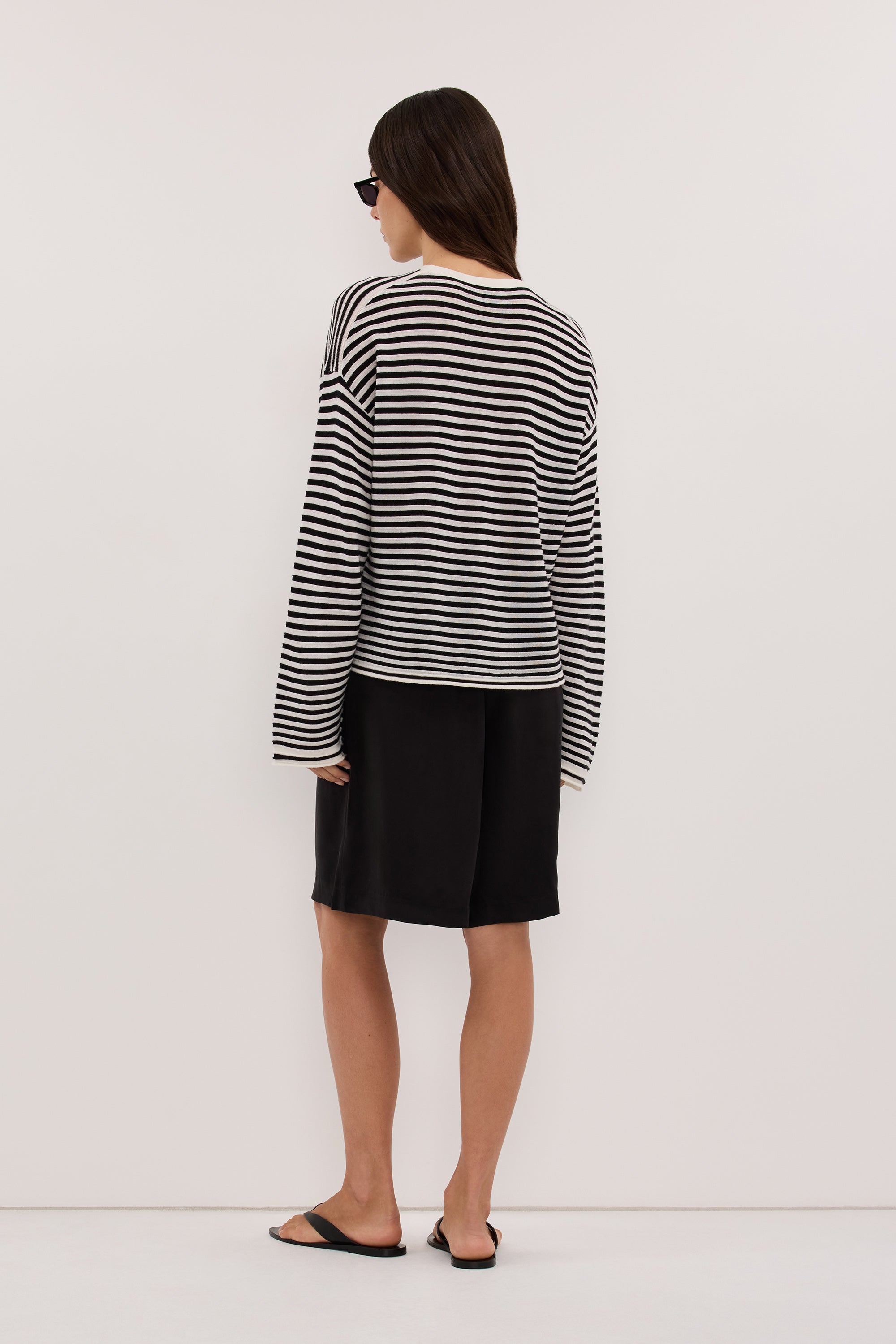POSIE BLACK STRIPE MERINO KNIT TOP