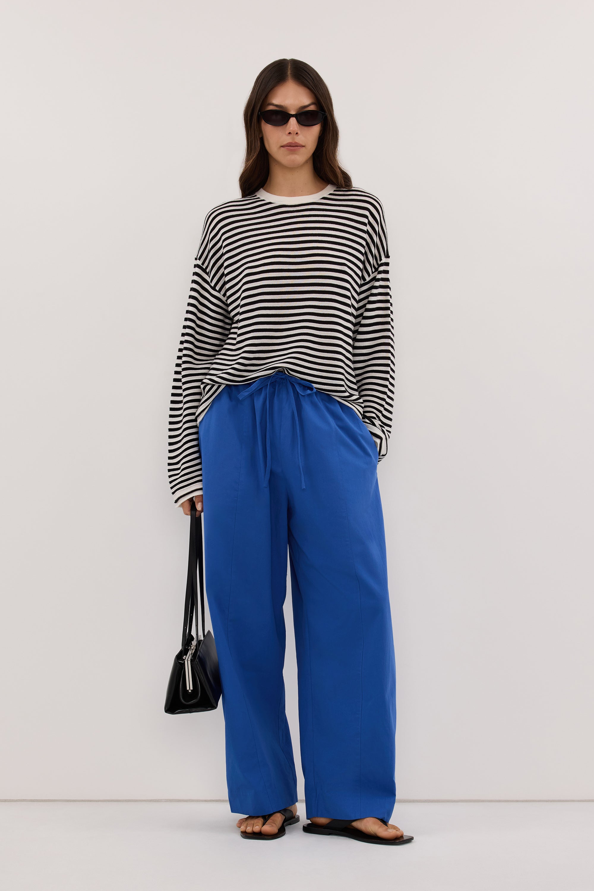 POSIE BLACK STRIPE MERINO KNIT TOP