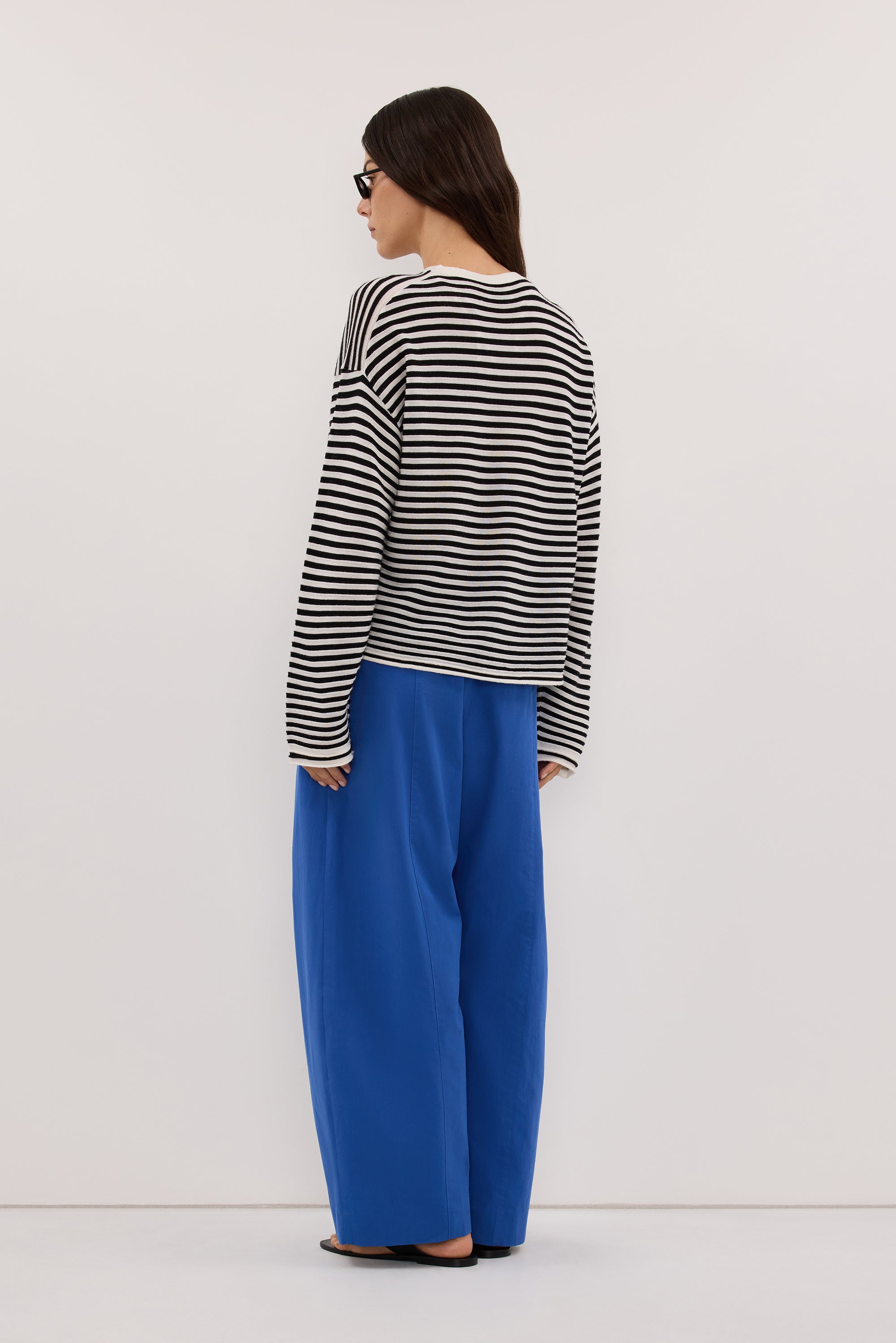POSIE BLACK STRIPE MERINO KNIT TOP