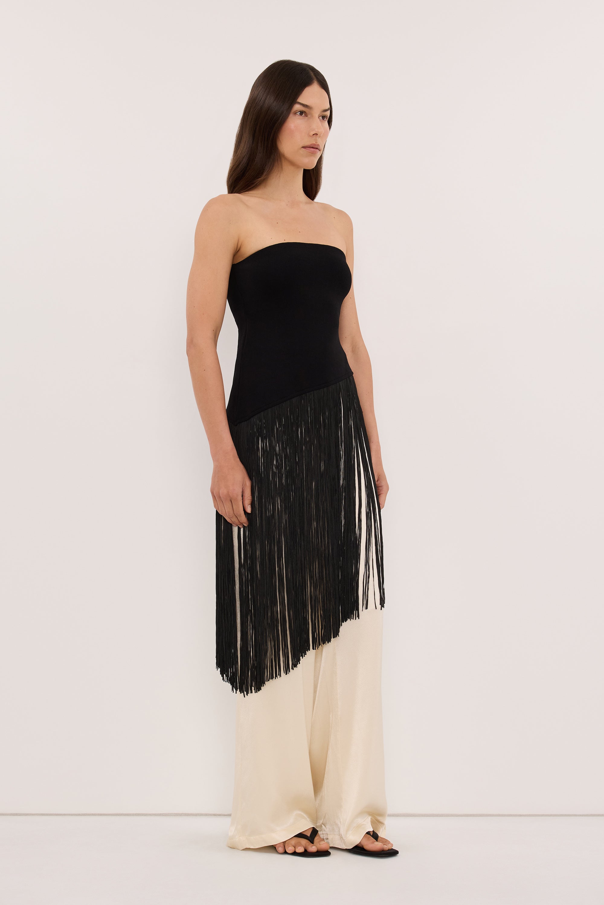 TROVE BLACK BANDEAU FRINGE TOP - PRE ORDER