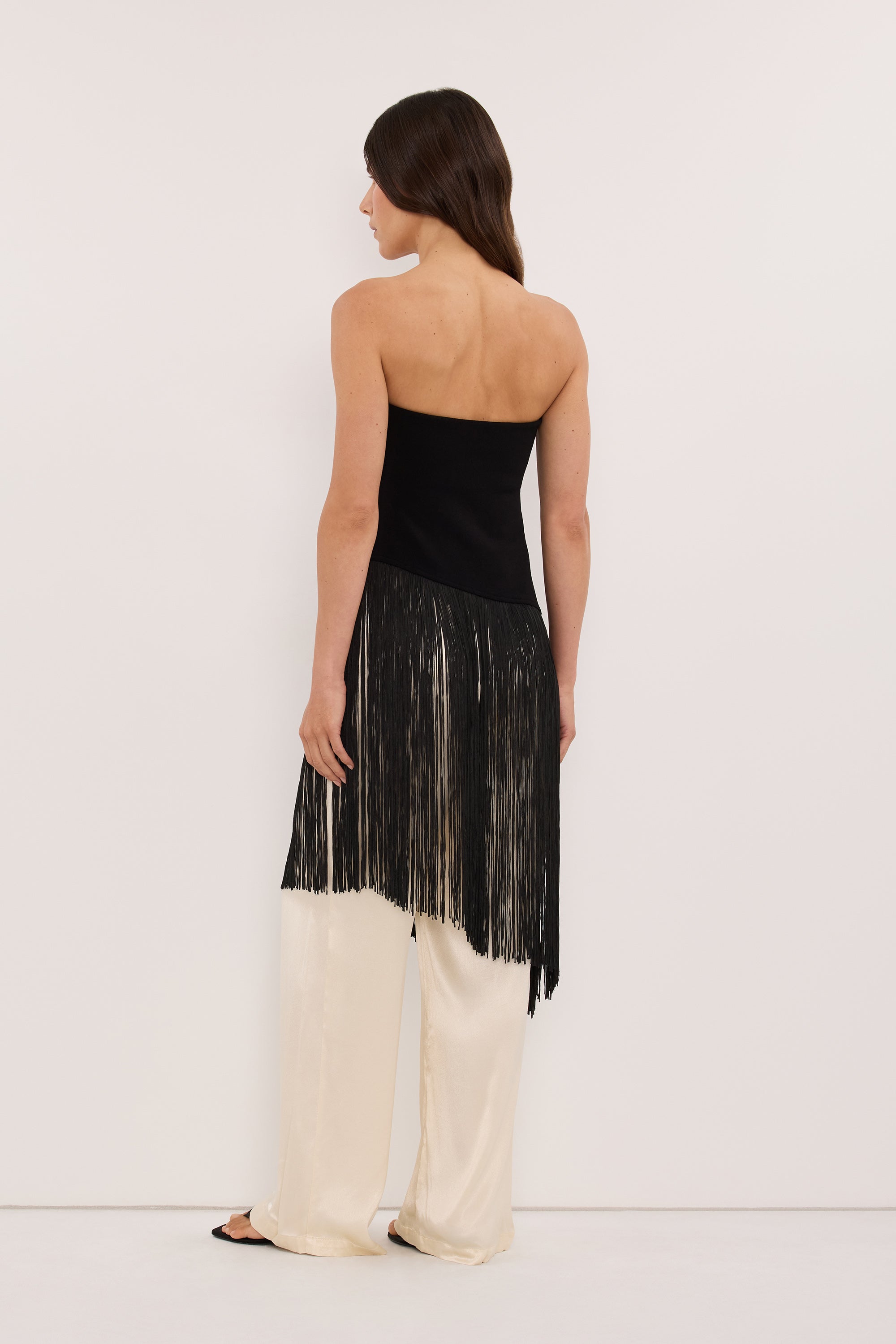 TROVE BLACK BANDEAU FRINGE TOP - PRE ORDER