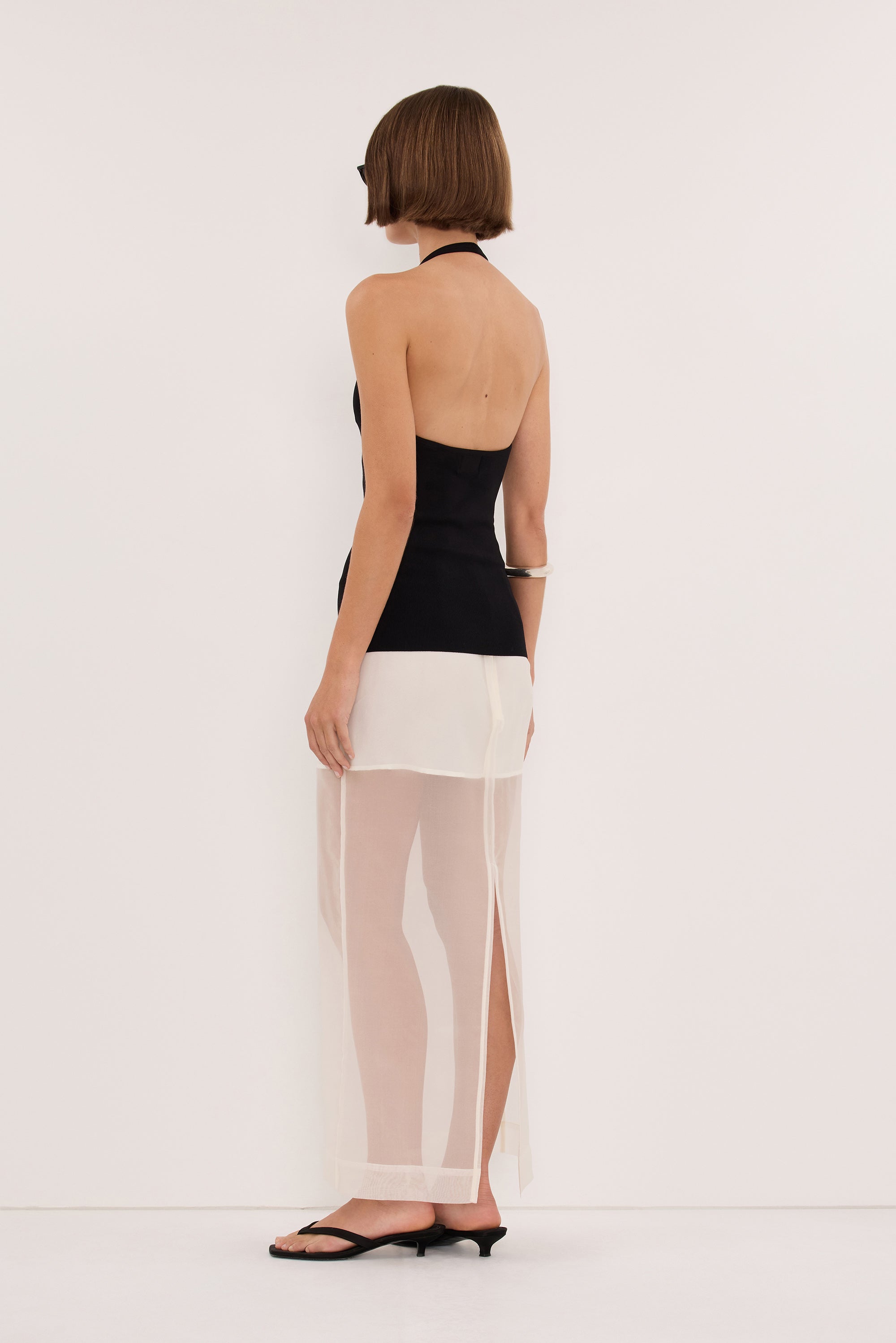 NYRA BLACK LONGLINE HALTER TOP