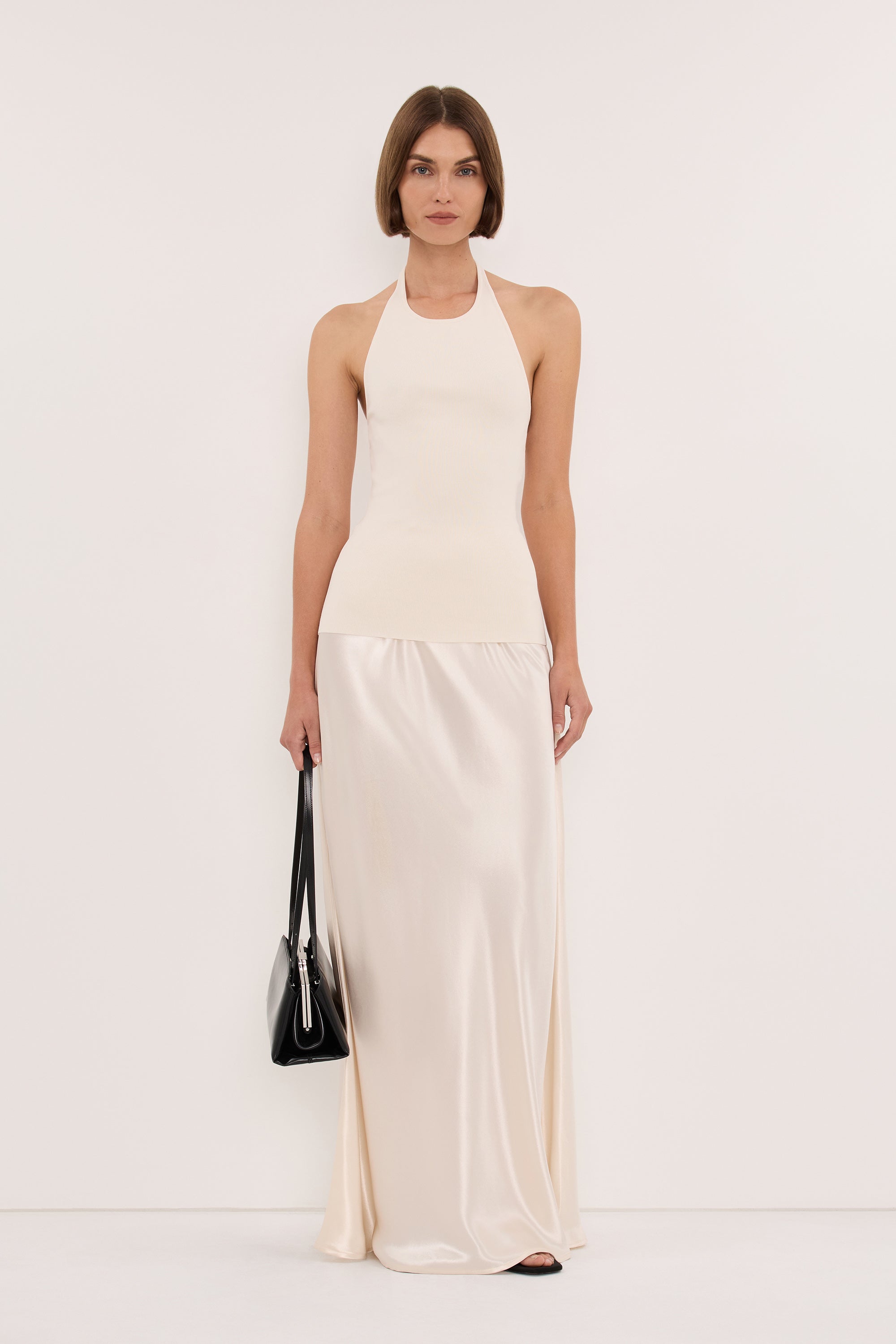 NYRA MILK LONGLINE HALTER TOP