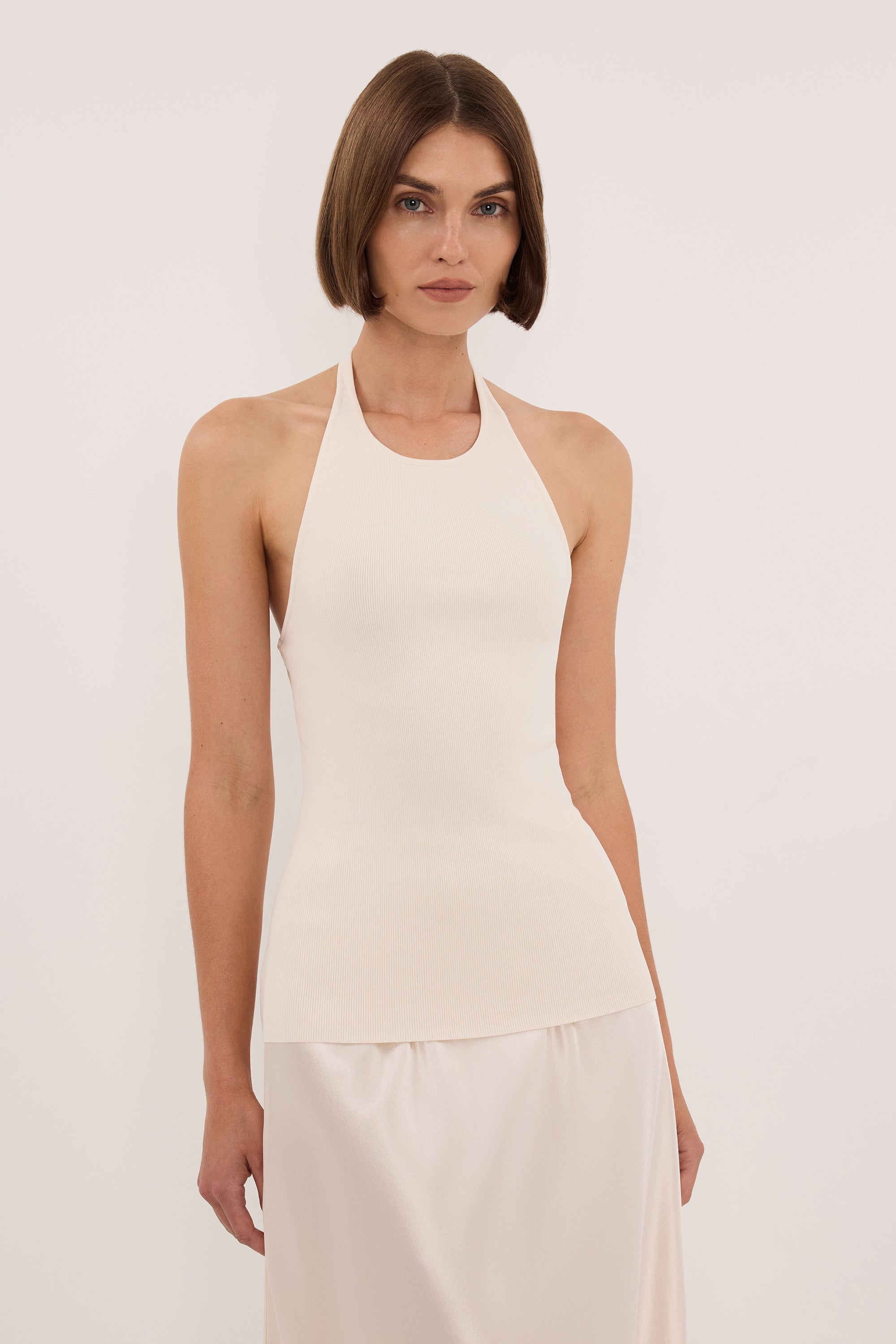 NYRA MILK LONGLINE HALTER TOP