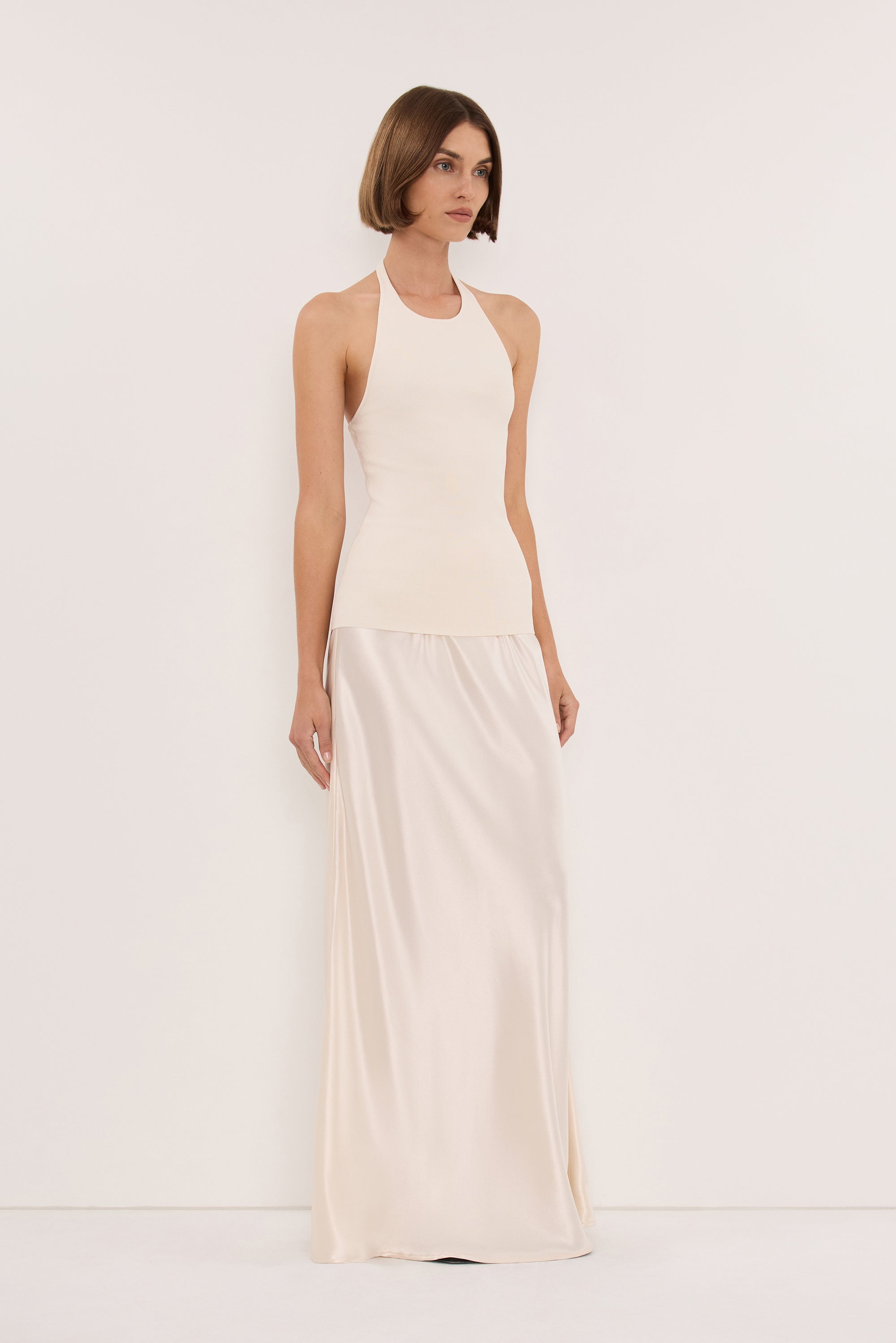 NYRA MILK LONGLINE HALTER TOP